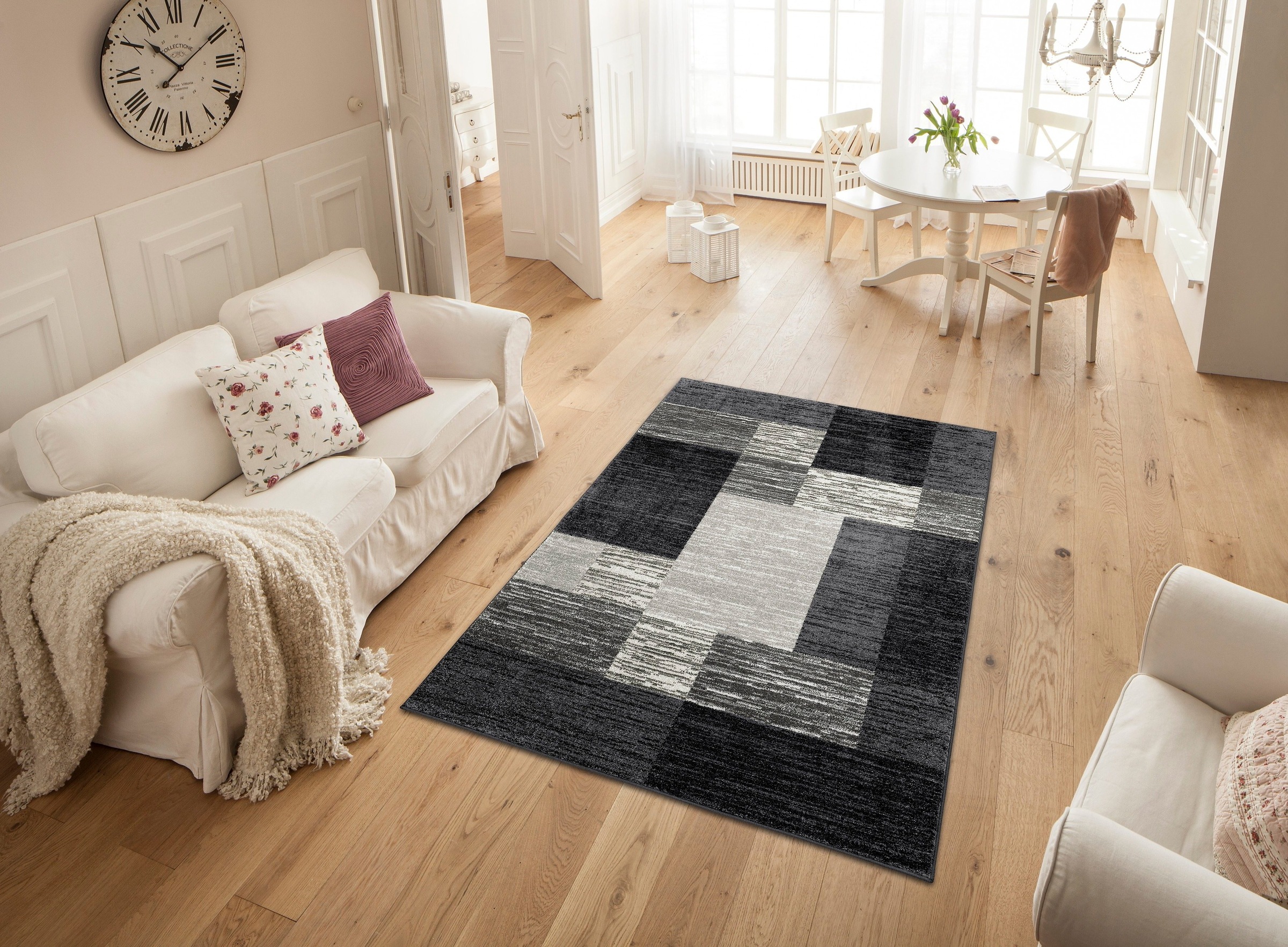 OTTO home Teppich »Melvin« rechteckig 8 mm Höhe schön weich, Kurzflor Teppich Karo-Muster, Wohnzimmer, Esszimmer