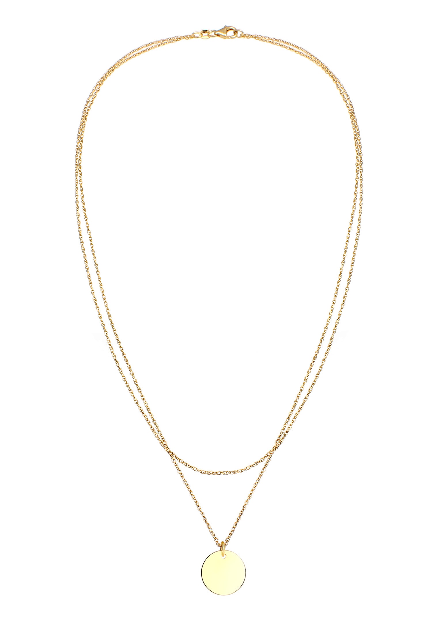 Elli Silberkette »Halskette Layering Plättchen Kreis Geo 925 Silber«
