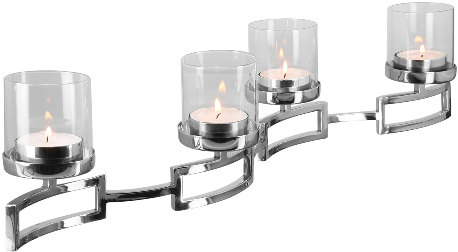 Fink Kerzenleuchter »HOMMAGE, auf silberfarben aus Glas, St.), kaufen (1 Edelstahl - Adventsleuchter und 4-flammig, Weihnachtsdeko«, Rechnung
