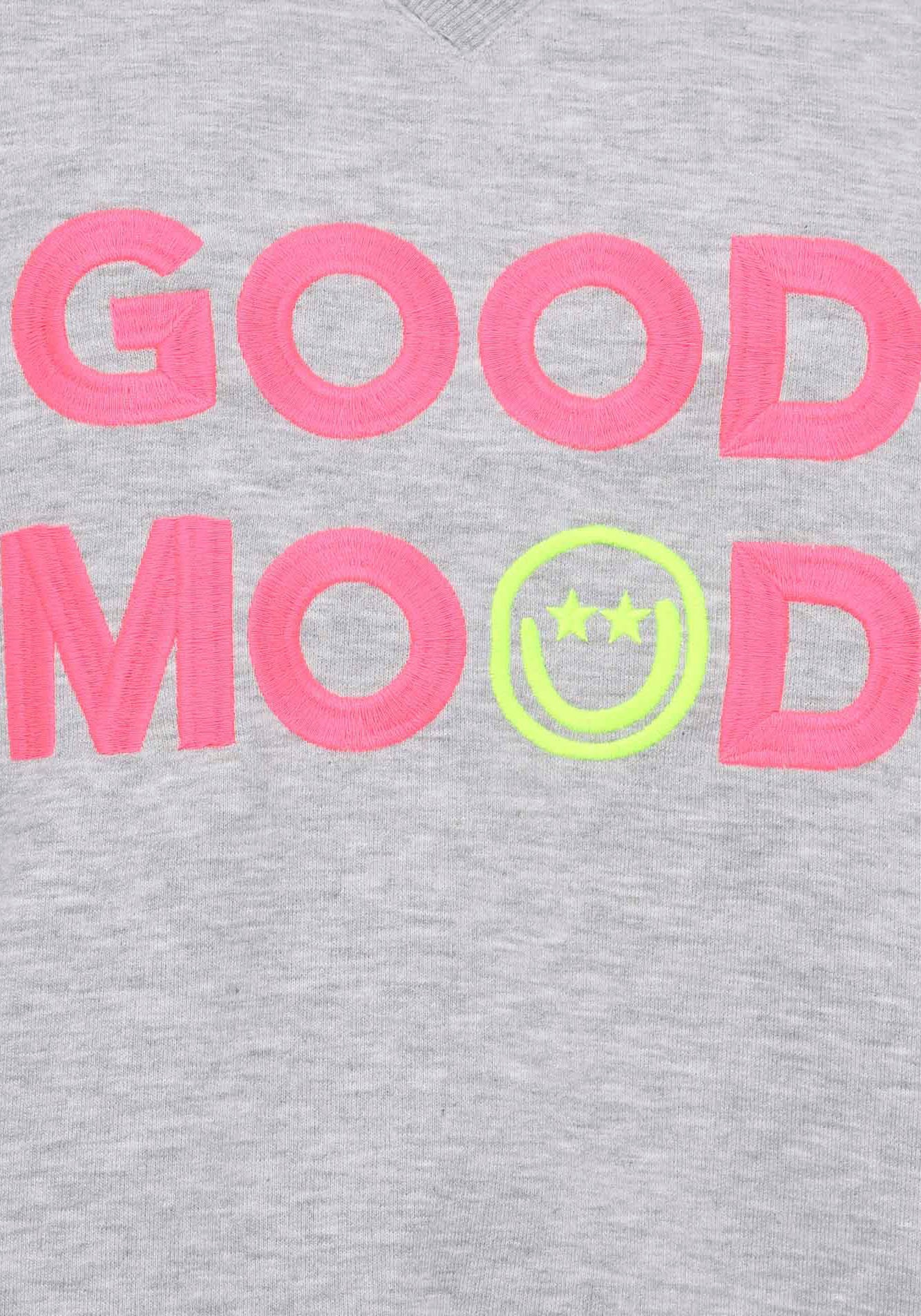 Zwillingsherz Sweatshirt, Langarm, Neon-Details, V-Ausschnitt, Schriftzug
