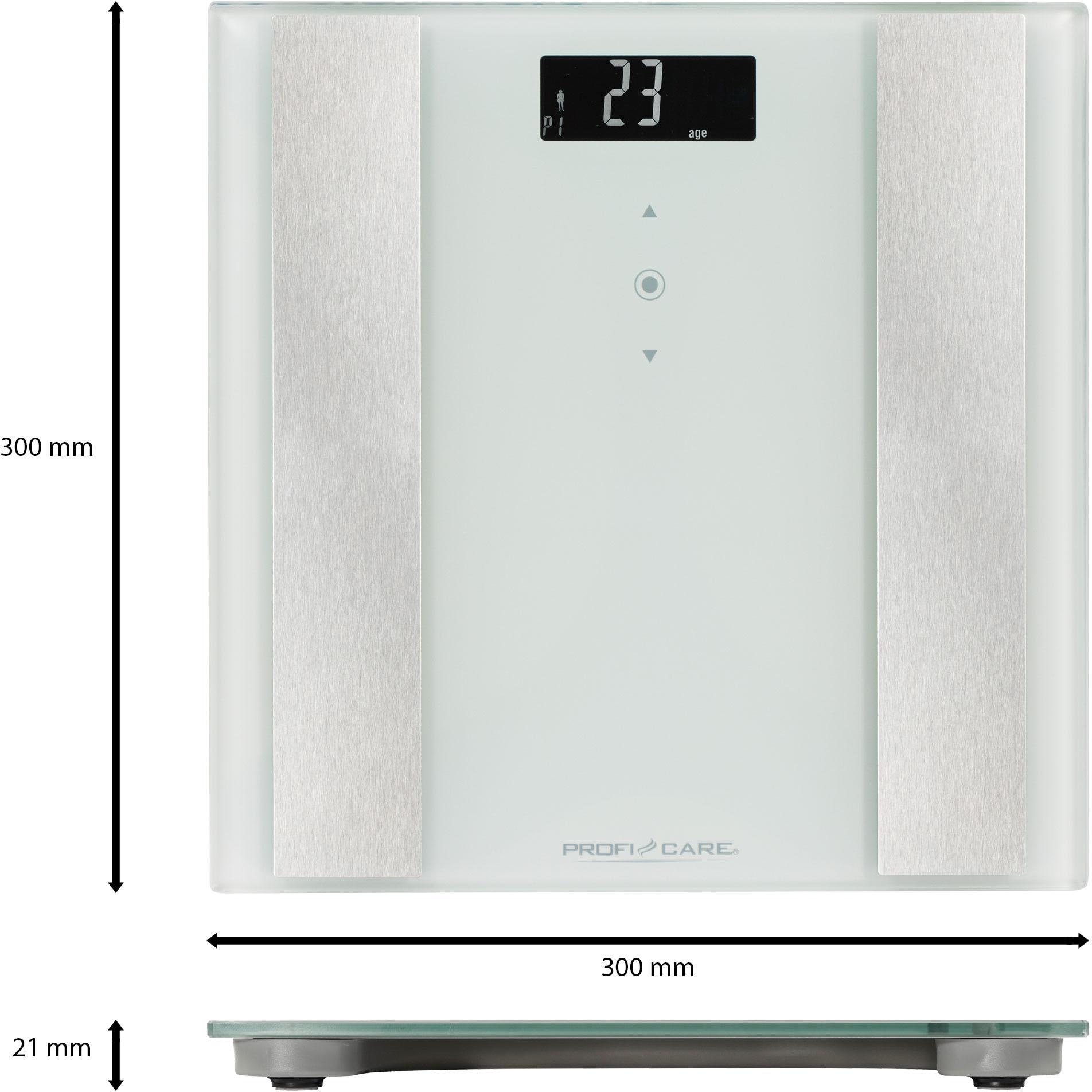 ProfiCare Körper-Analyse-Waage »PC-PW 3007 FA«, 8 in 1 Glas-Analyse-Waage in 2 Farben
