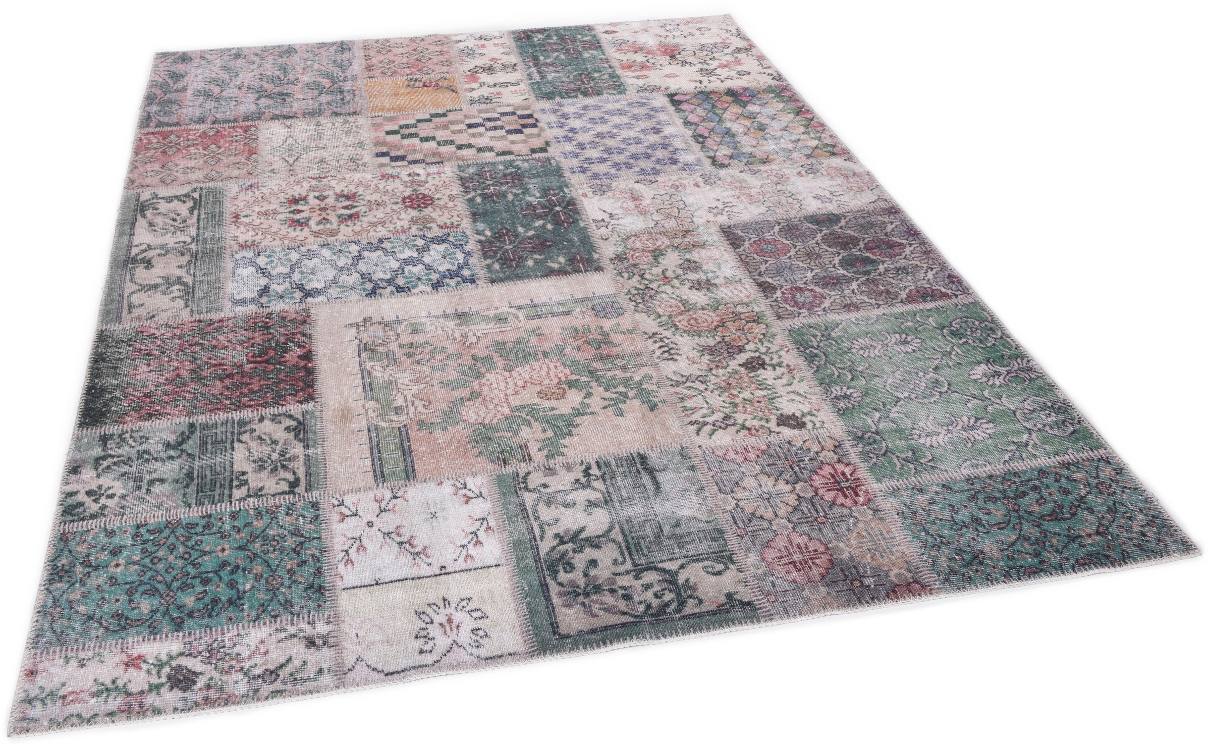 Gino Falcone, Teppich »Adara GF 094« rechteckig 3 mm Höhe Flachgewebe, Patchwork-Vintage Design, waschbar, bunt, Polyester, B : 70 cm 1 Stk. - 3 mm