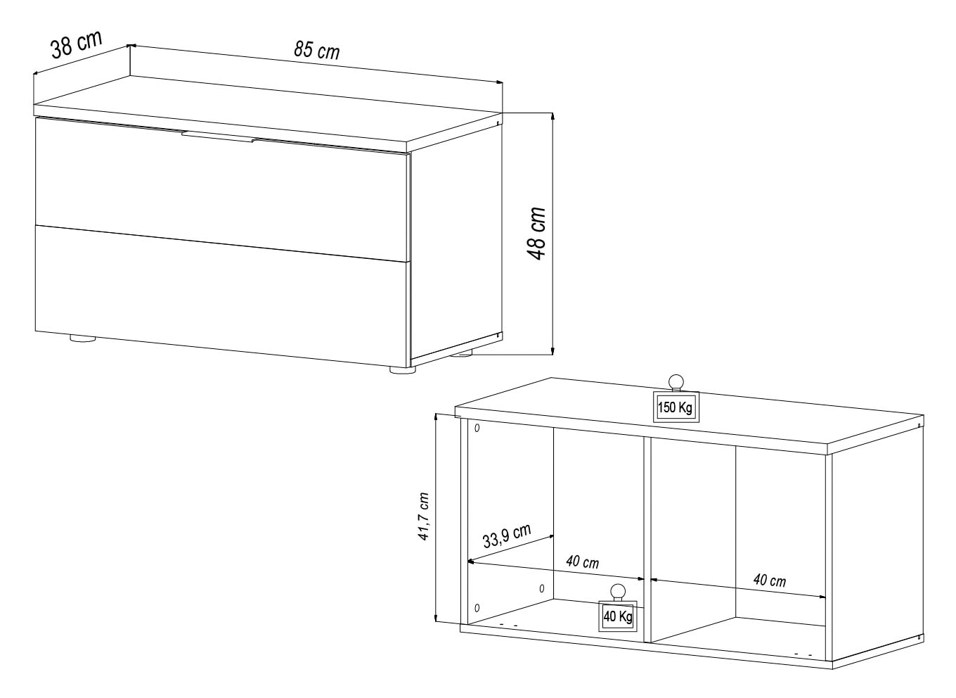 HBZ Schuhbank »Milan Garderobenbank, BxHxT 85x45x38 cm«, (1 St.), Mit 1 Klappe und 2 Fächer, belastbar bis 50 kg