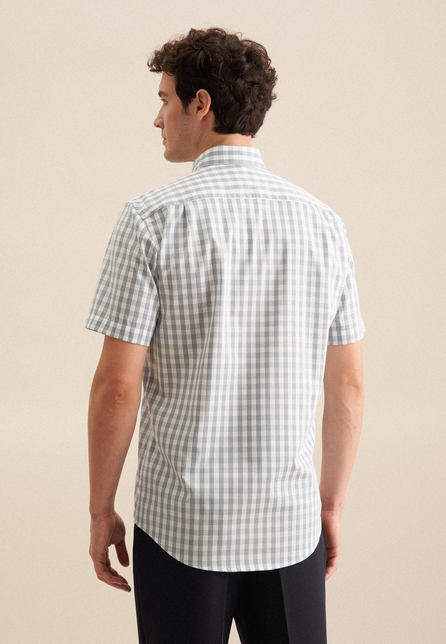 seidensticker Businesshemd »Comfort«, Comfort Kurzarm Button-Down-Kragen Karo