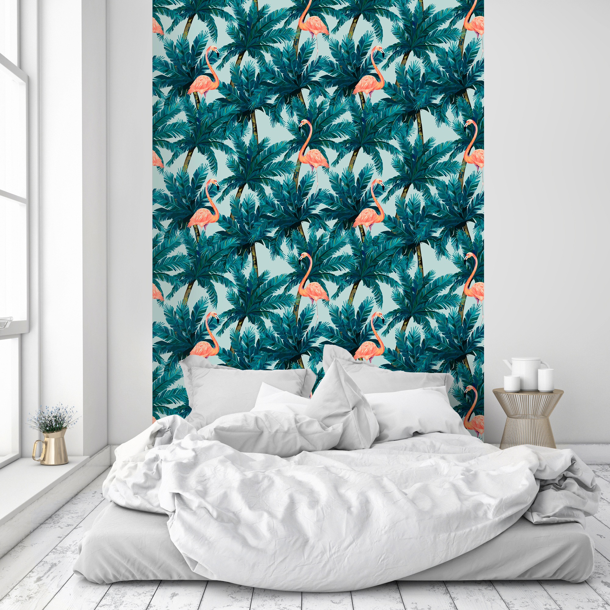 queence Vinyltapete »Henni«, bedruckt-Motiv-botanisch-floral-gemustert-natürlich, 90x250cm, selbstklebend, kinderleichte Anbringung, Sticker