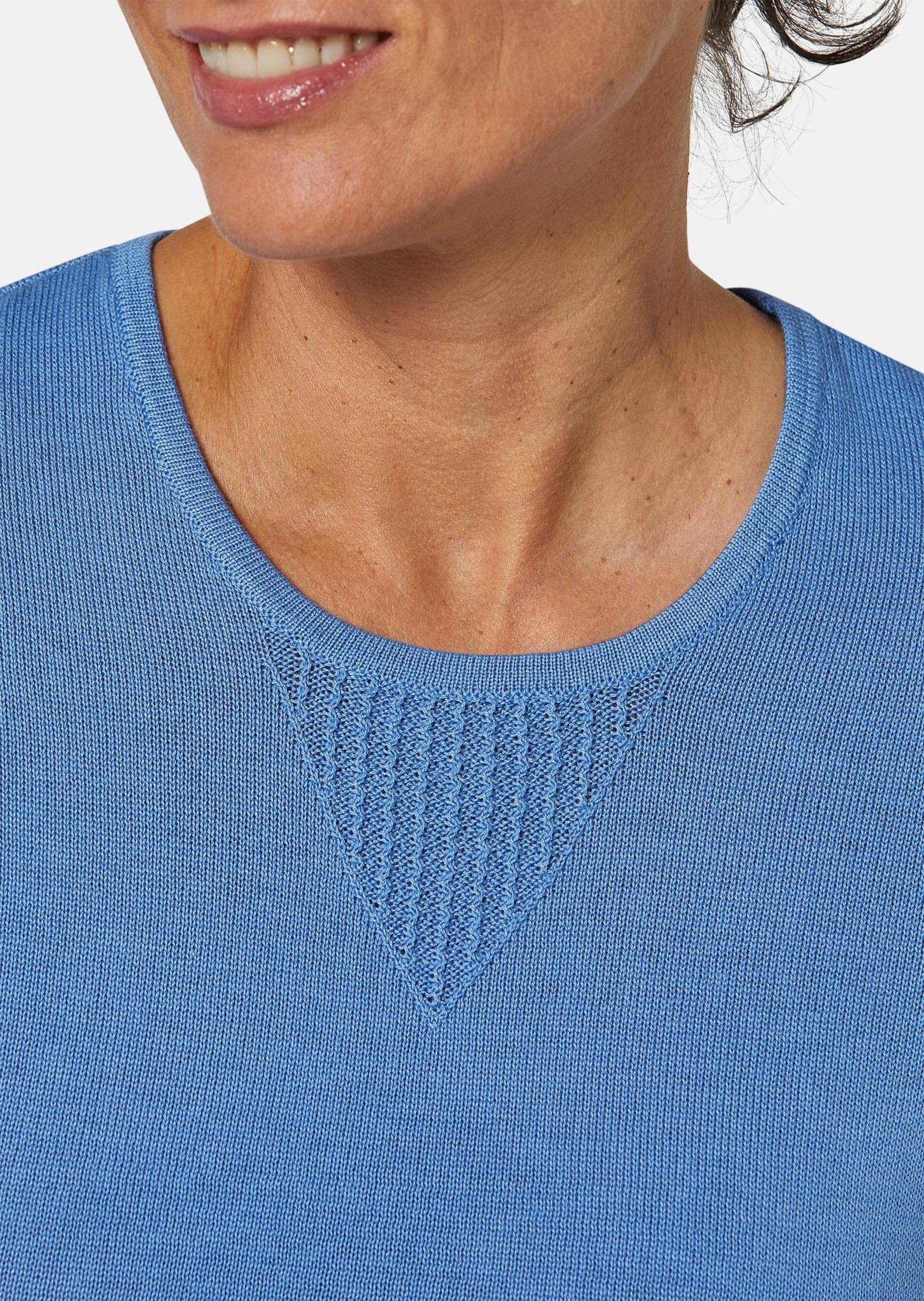 GOLDNER 3/4 Arm-Pullover »Rundhalspullover Sommerlicher Strickpullover mit Ajourmuster«