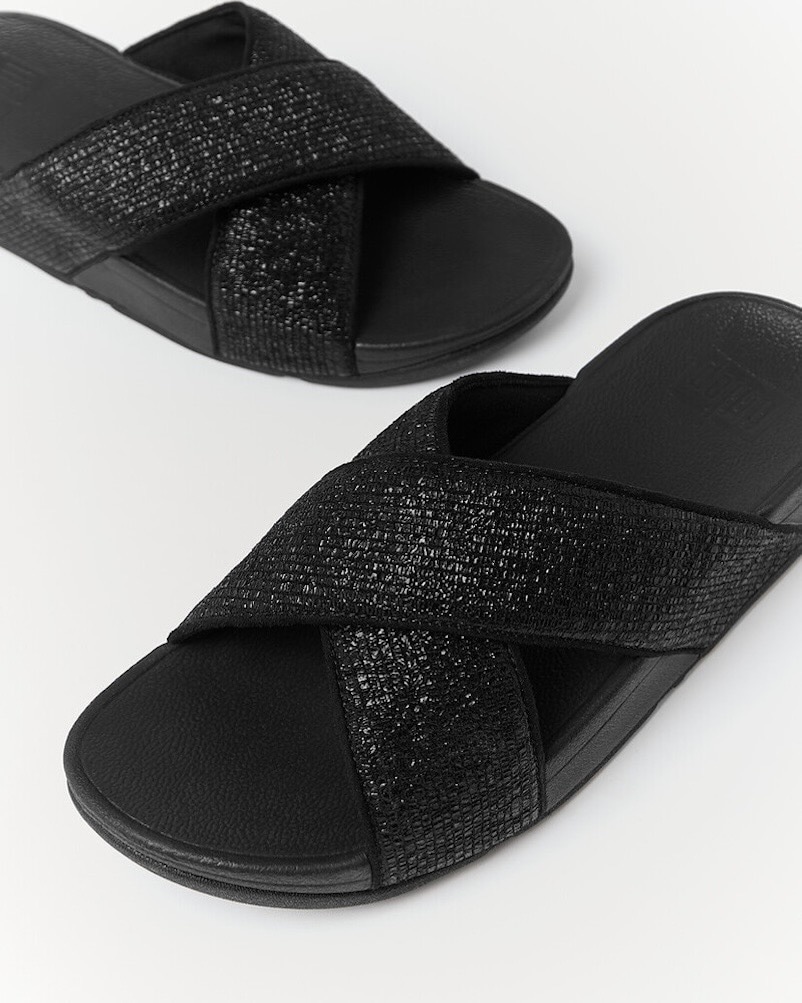 Fitflop Pantolette »LULU CRINKLED SHIMMER«  Slides, Badeschuh, Abendmode mit Glitter