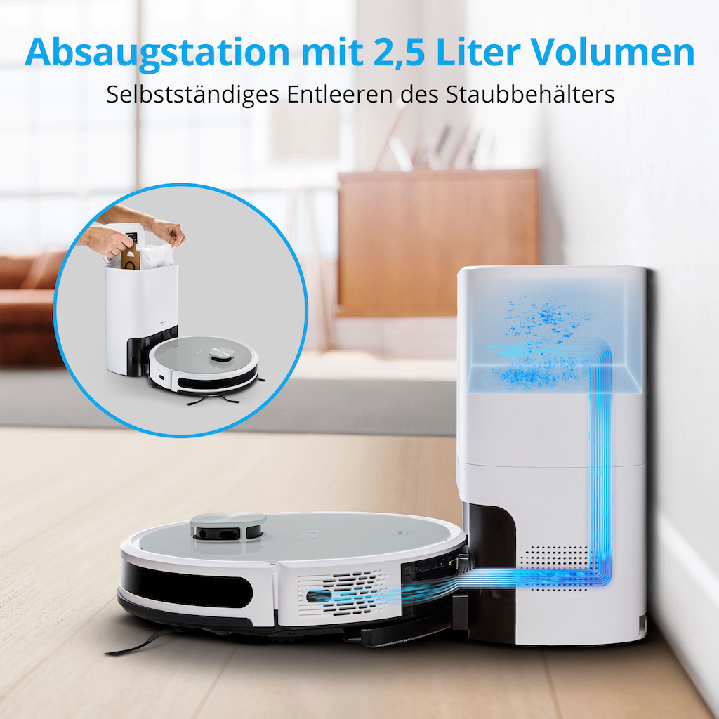 Medion® Nass-Trocken-Saugroboter »Saug- und Wischroboter mit Absaugstation (X21 SW),«