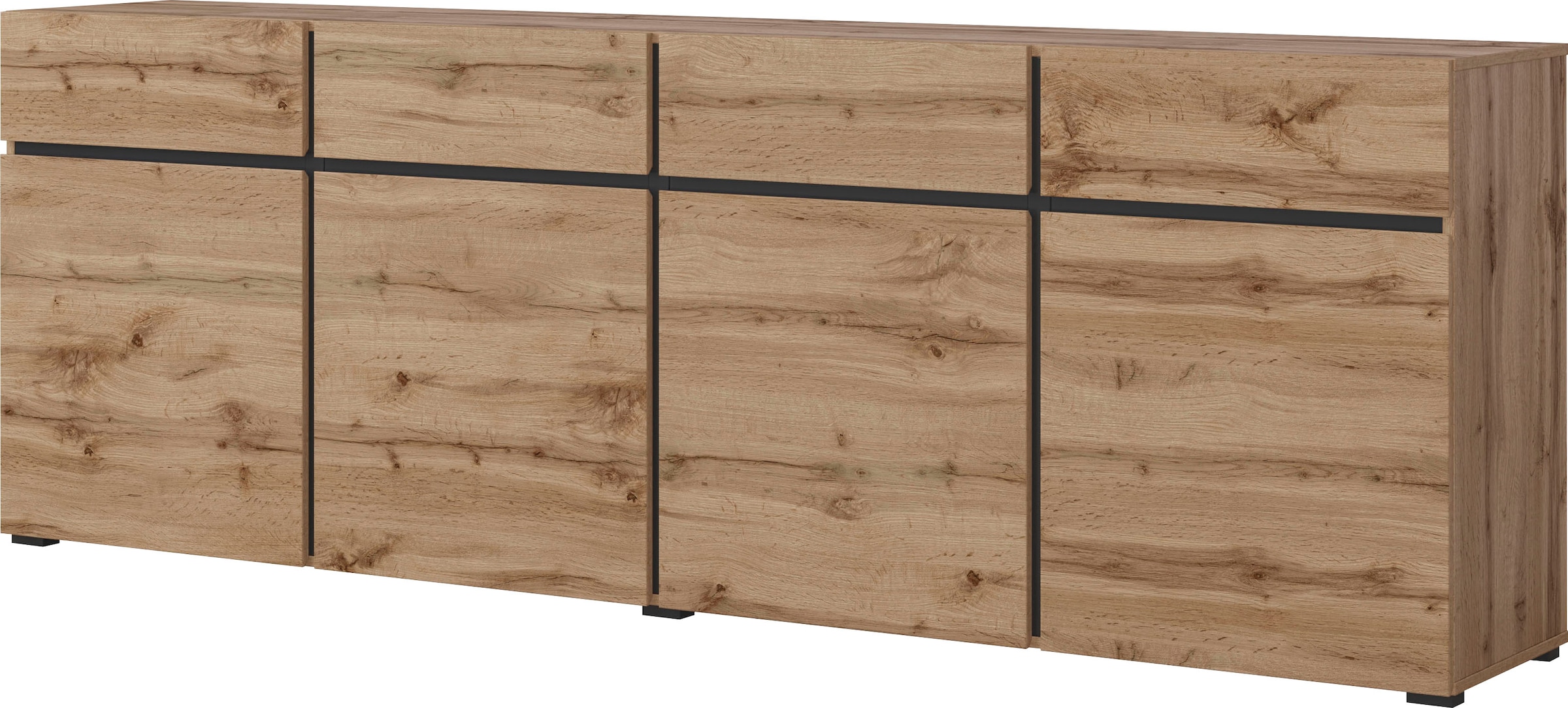 Sideboard »Cross,Breite 225 cm, moderne grifflose Kommode,4 Türen/4 Schubkästen«,...