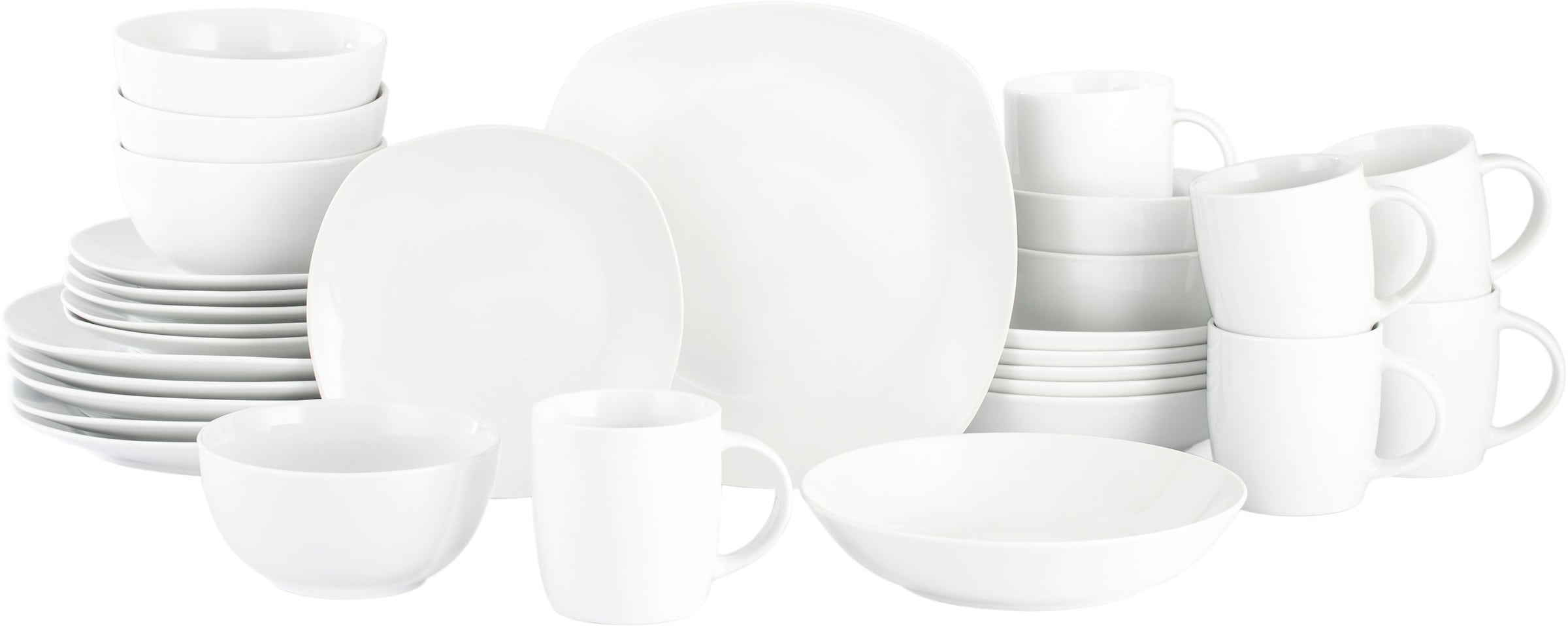 Retsch Arzberg Kombiservice »Geschirr-Set, Service EVERY DAY« eckige Coupform, 30 Teile, für 6 Personen