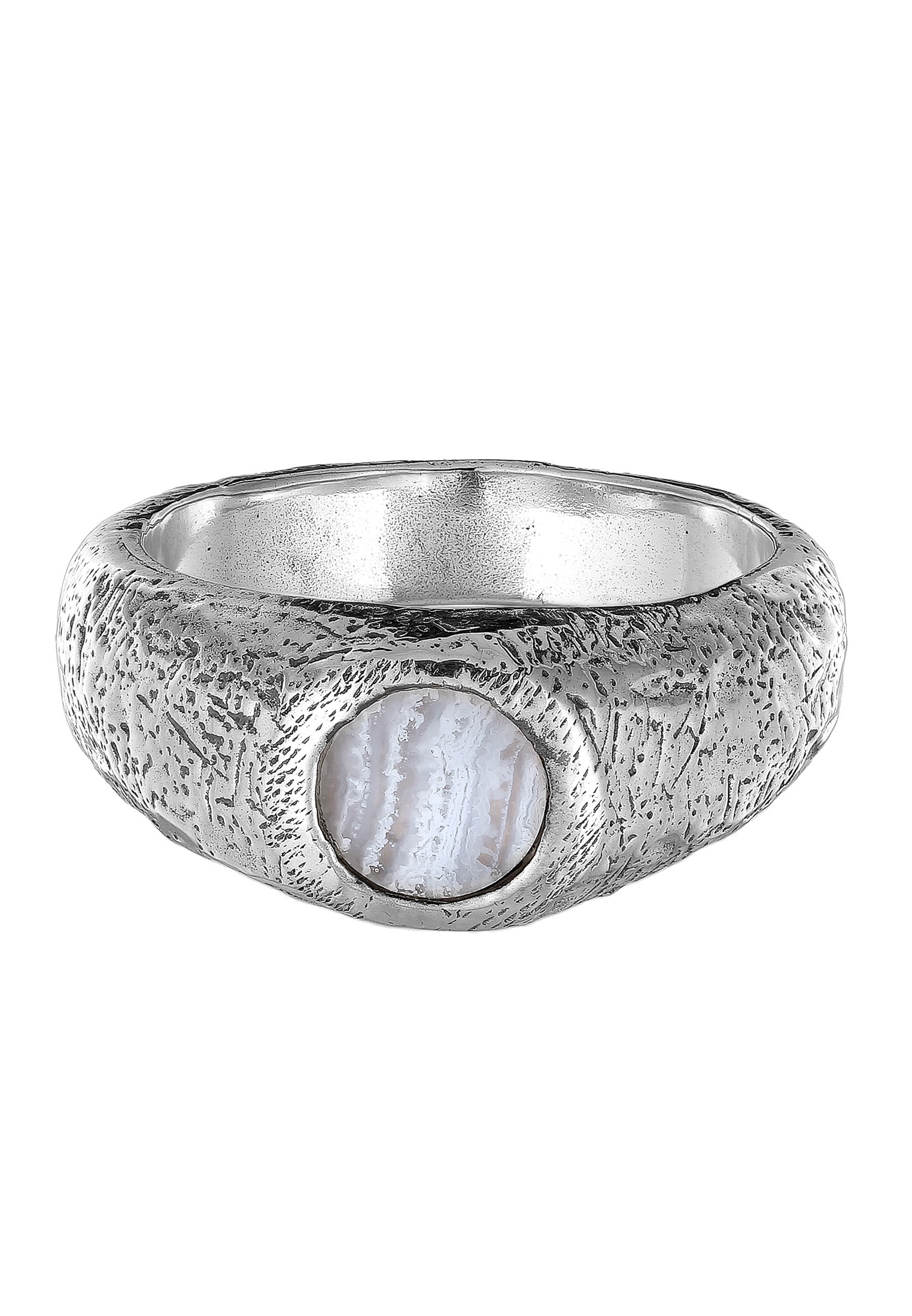 HAZE & GLORY Siegelring »Ring Kreis Achat Blau Fashion 925 Sterling Silber«