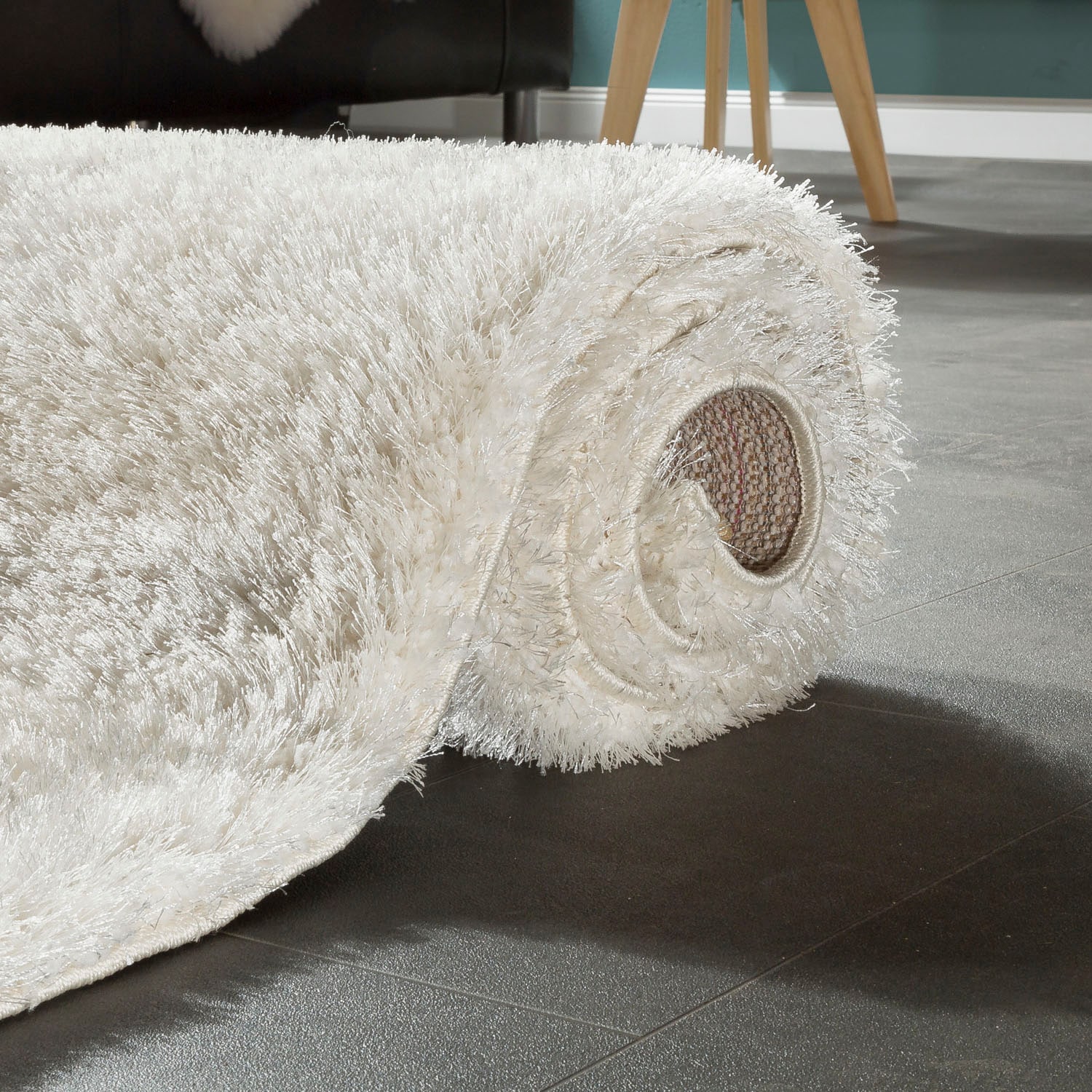 Paco Home Hochflor-Teppich »Touch 100«, rechteckig, 49 mm Höhe, weicher Uni Shaggy mit Glanz Garn, Wohnzimmer