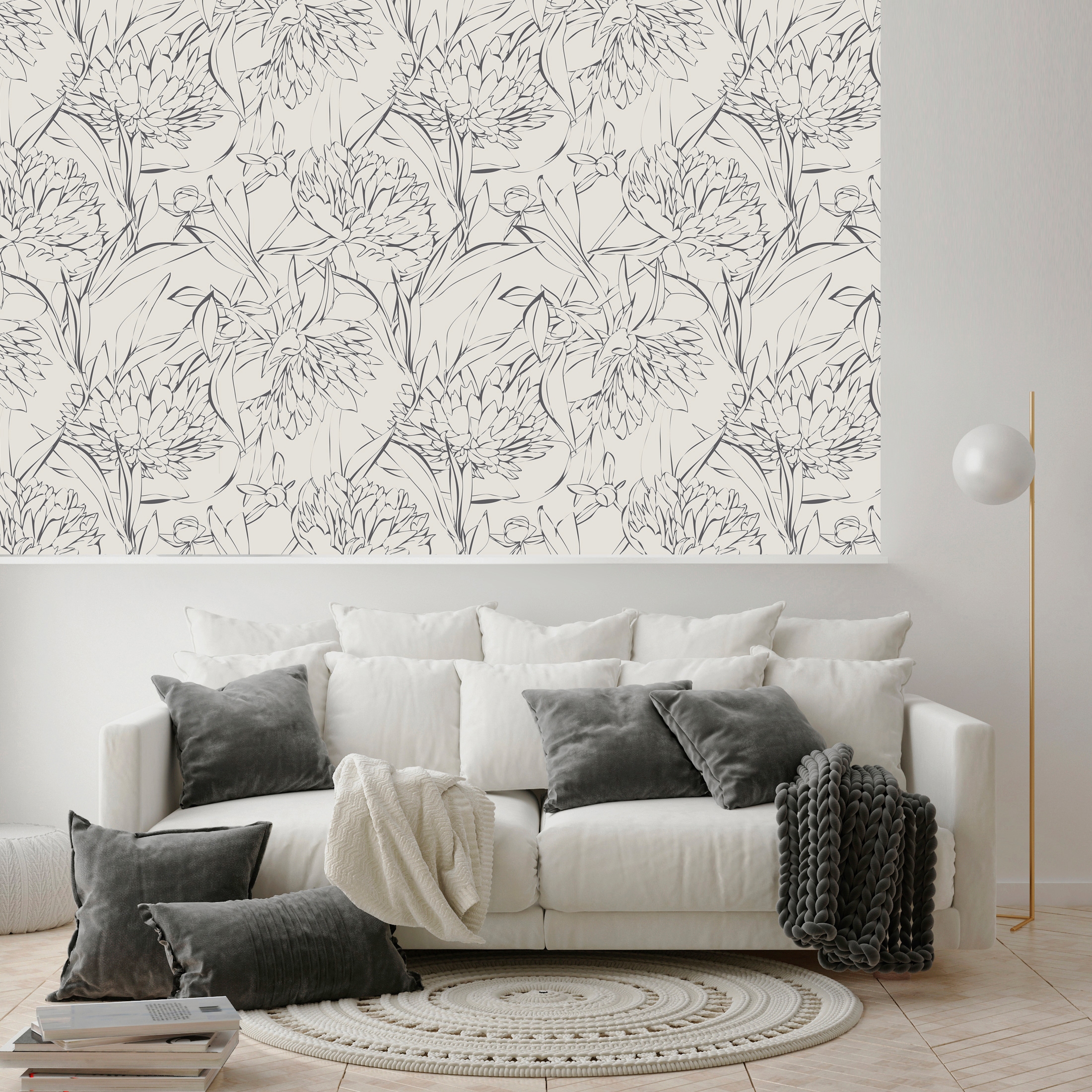 queence Vinyltapete »Chaska«, bedruckt-Motiv-botanisch-floral-gemustert-natürlich, 90x250cm, selbstklebend, kinderleichte Anbringung, Sticker