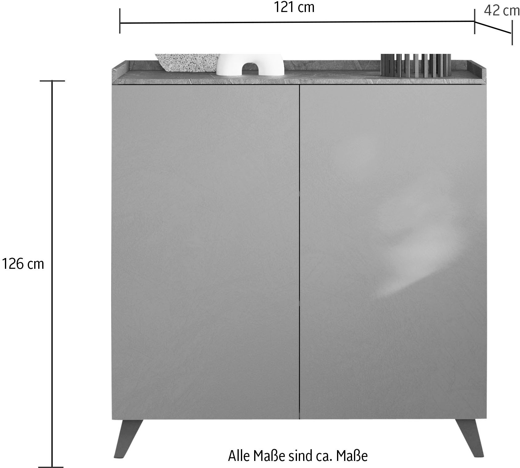 INOSIGN Highboard »Tray, Breite 121, Höhe 126 cm mit 2 Türen« Top "Tablet", Push-to-open Funktion