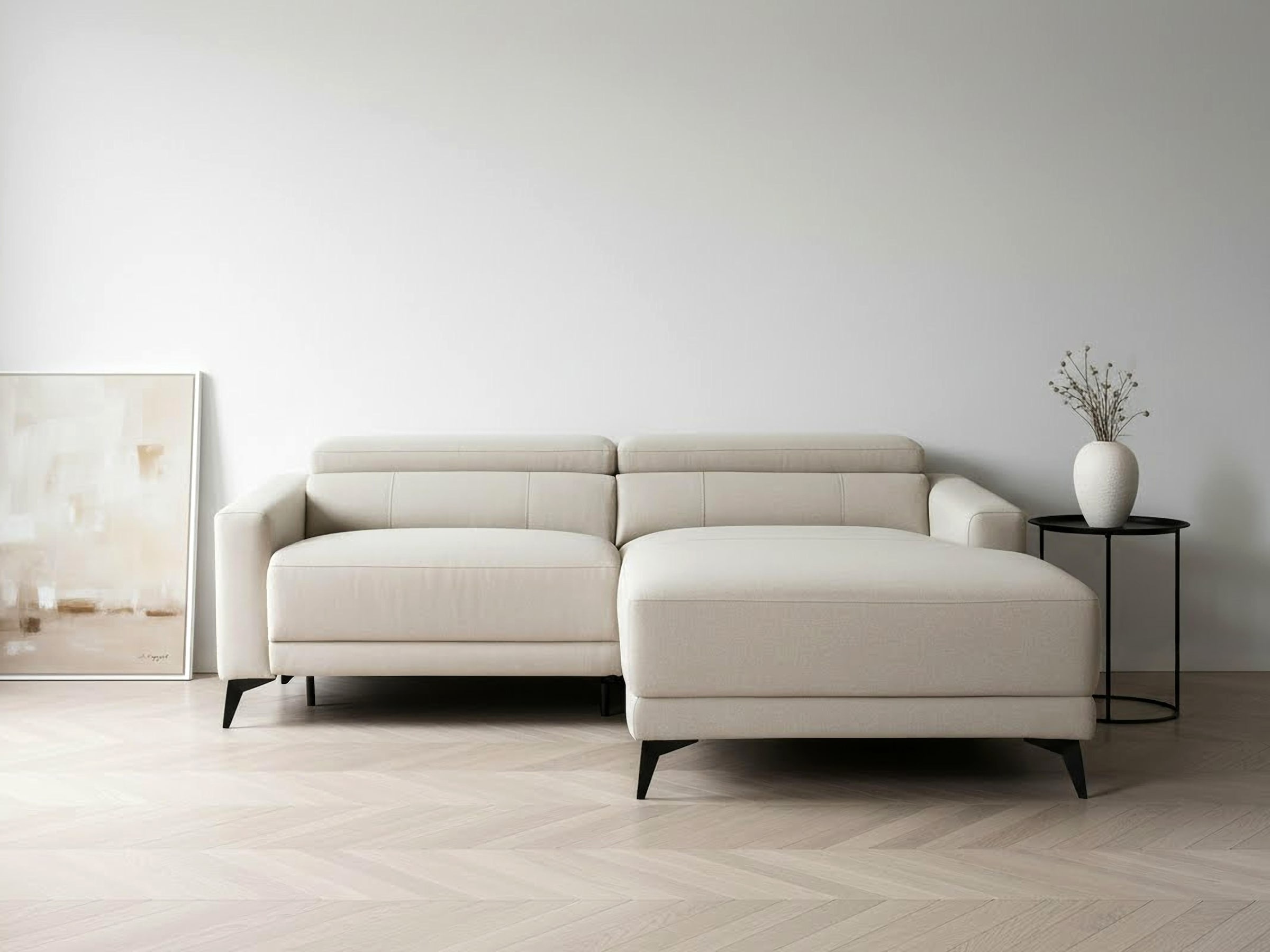 OTTO home Ecksofa »LEWII, L-Form, 213 cm - elektr. Relaxfunktion« mit USB A/C-Anschluss. Federkern, verstellbaren Kopfstützen, Webstoff
