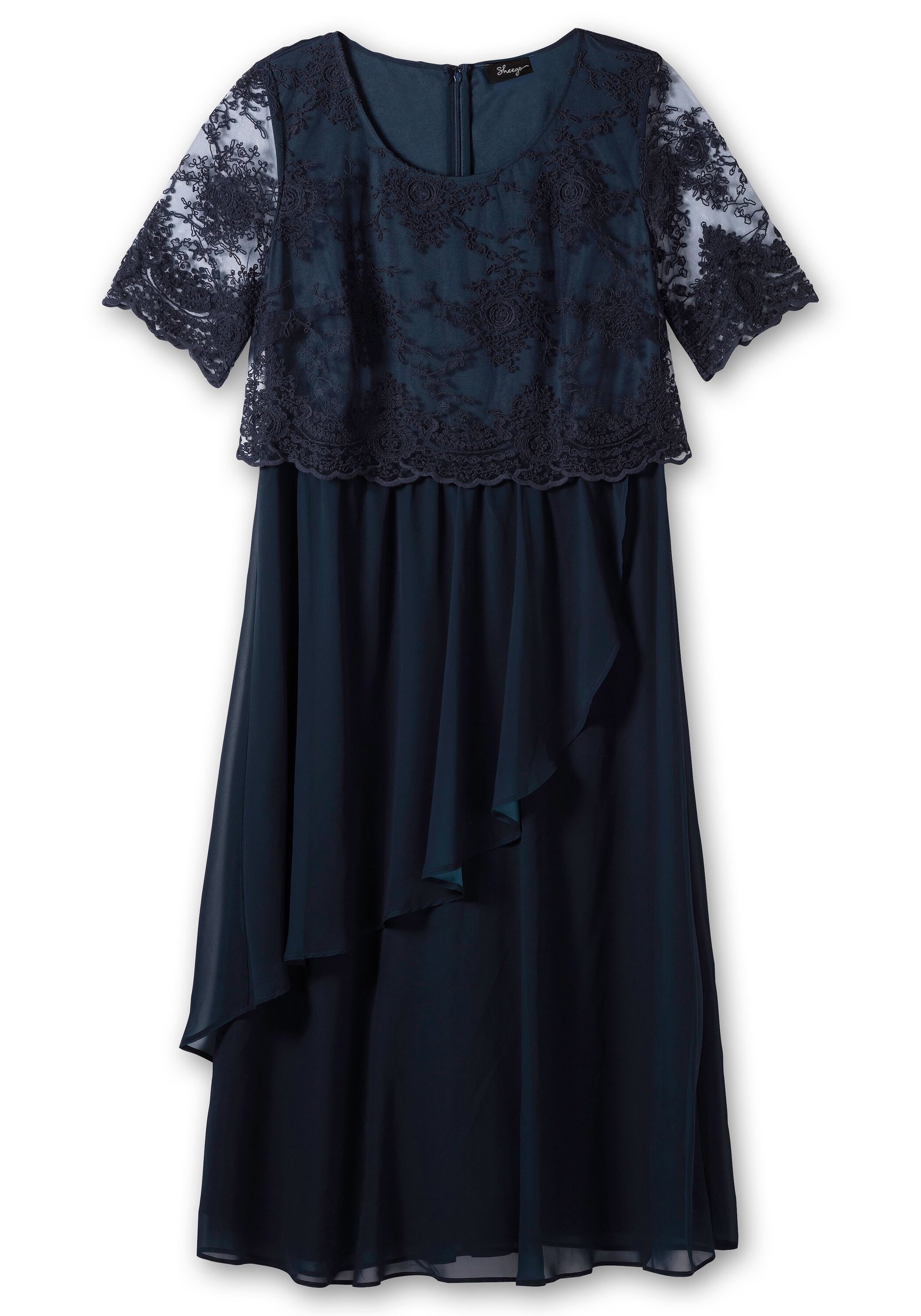 Sheego Abendkleid »Abendkleid mit besticktem Mesh-Oberteil«