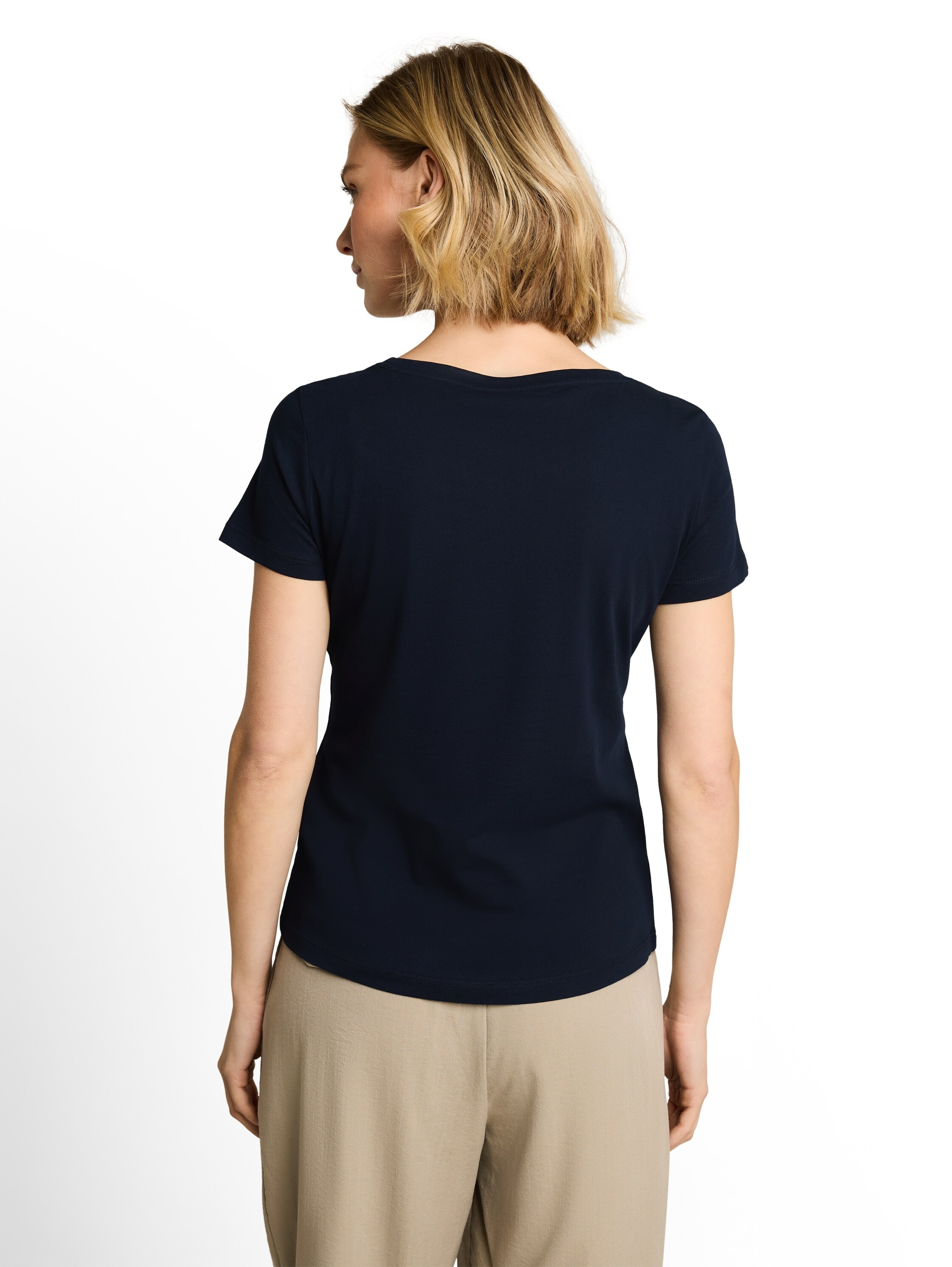 TOM TAILOR Kurzarmshirt Sommershirt mit Glitzer-Wording