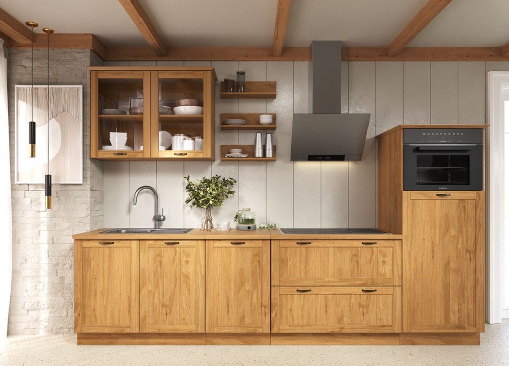 Home affaire Küchenzeile »Teramo« Set, Kombinierbar mit anderen Möbelstücken der Serie Teramo,  Breite 315 cm, Kiefer massiv, mit Arbeitsplatte