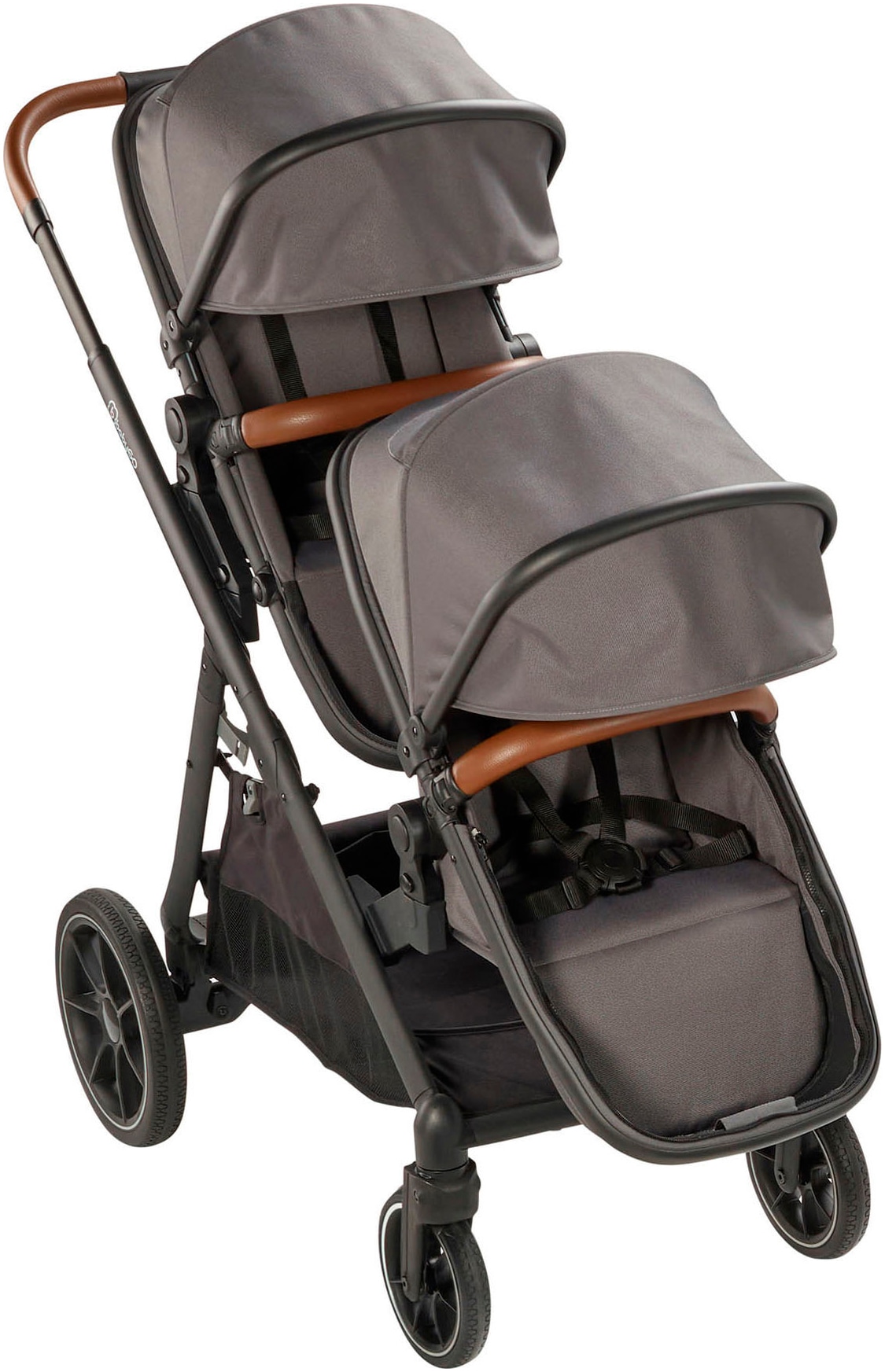 BabyGo Zwillingswagen »Duo«, inklusive Babywannen, Babyschalen, Regebezüge & Wickeltasche