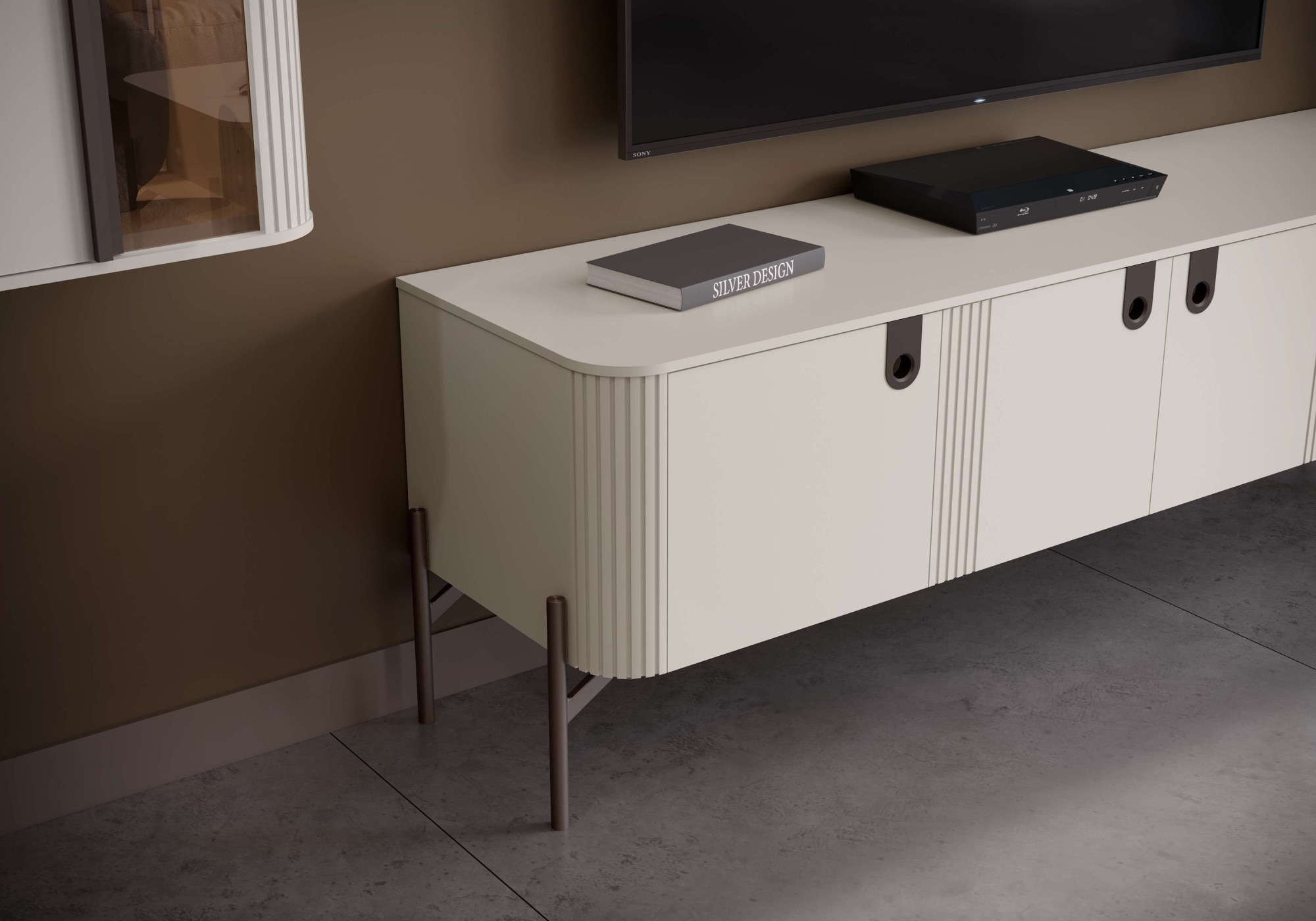 Home affaire Lowboard »Rondo TV-Board, TV-Kommode, TV-Schrank, TV-Unterschrank, TV-Möbel« UV lackiert, Soft Close Funktion, Metallrahmen als Basis des Elements