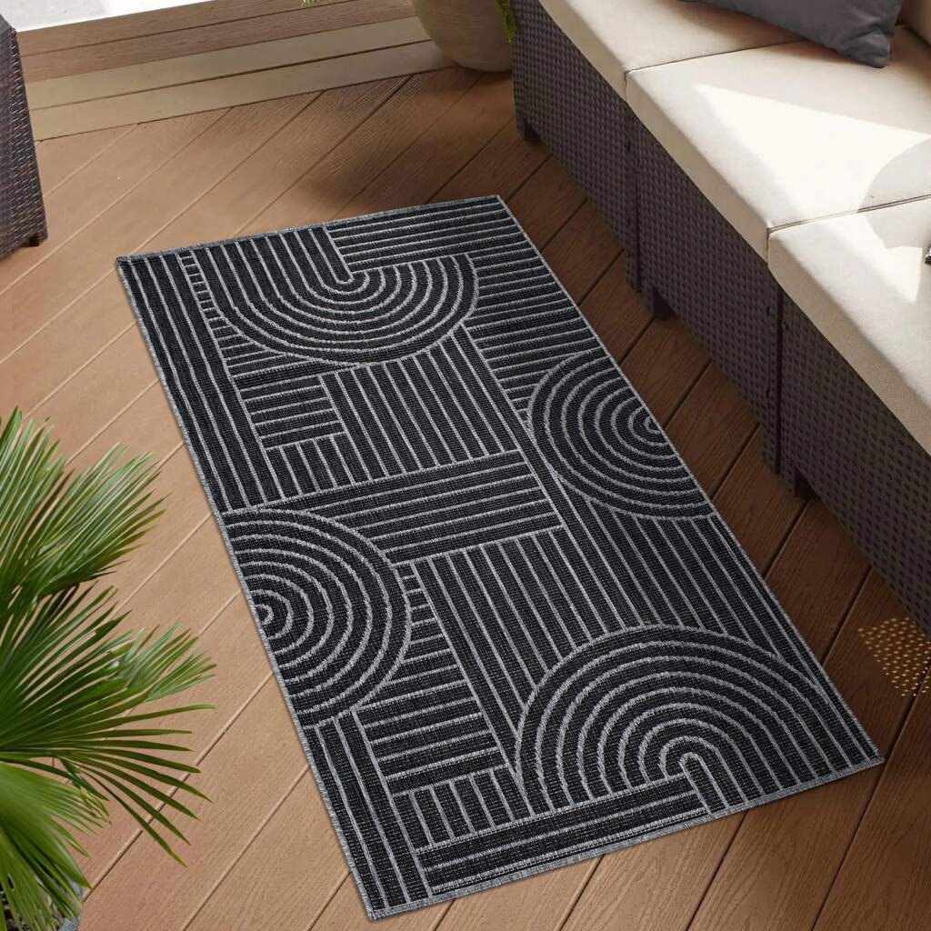 Carpet City Outdoorteppich »DUO RUG 5842« rechteckig 5 mm Höhe Wendeteppich Wetterfest In- & Outdoor, Balkon, Terrasse, Wohnzimmer