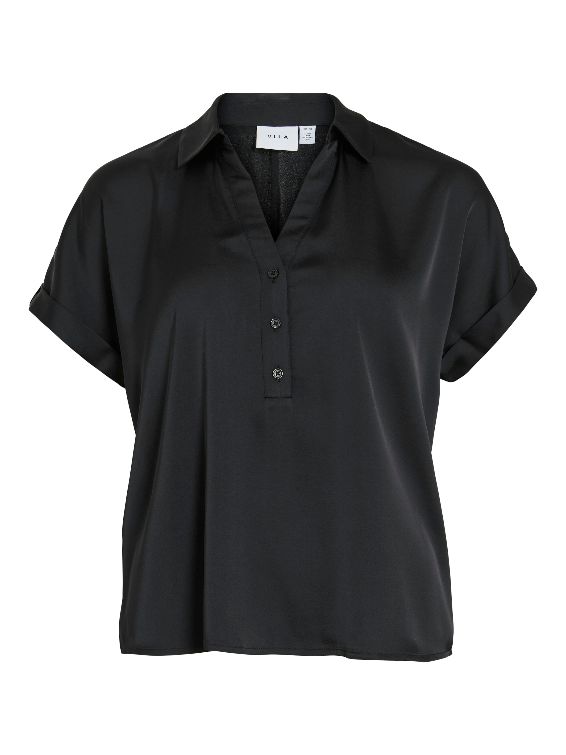 Vila Kurzarmbluse »VIENNA RAVENNA S/S TOP - NOOS« Kunstfaser, regular fit