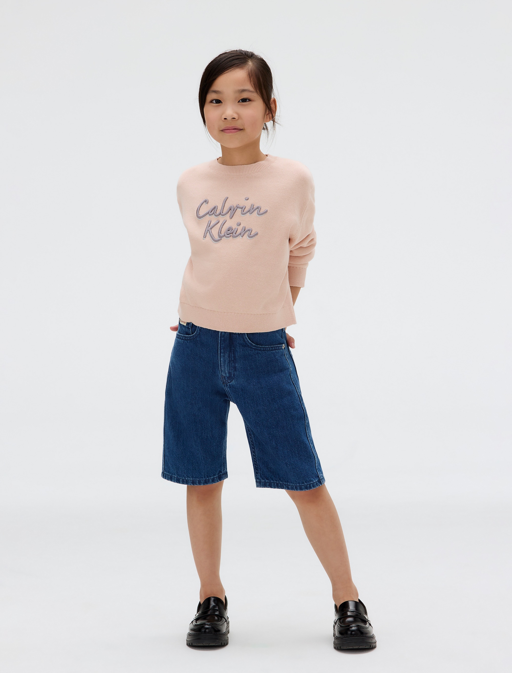 Calvin Klein Jeans Rundhalspullover »LOGO METALLIC INTERSIA«, für Kinder bis 16 Jahre, große Stickerei