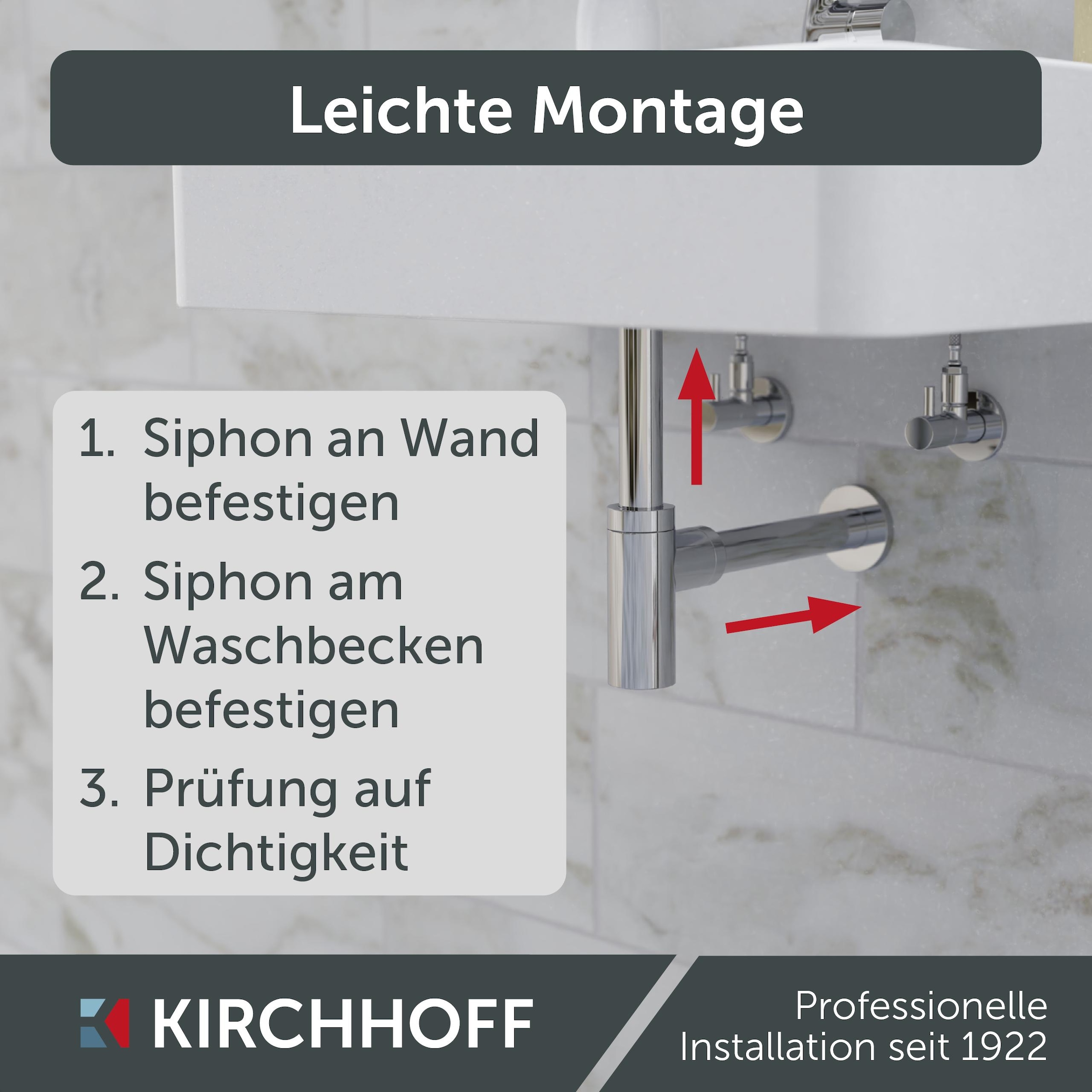 Kirchhoff Siphon »Design Flaschensiphon inkl. Reinigungsöffnung«, Röhrengeruchsverschluss für Waschbecken/Waschtische