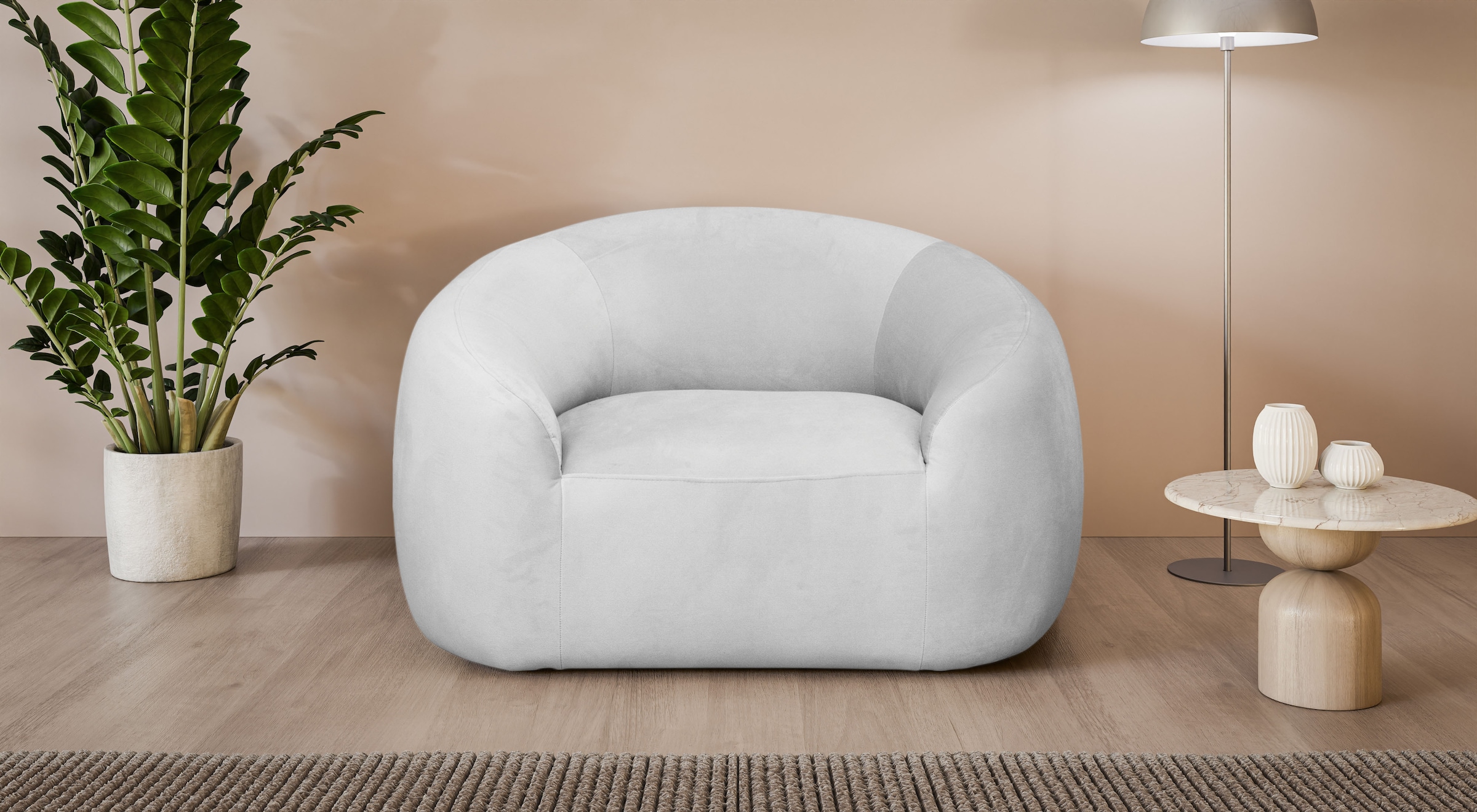 LeGer Home by Lena Gercke Sessel "YANI Relaxsessel, Loungesessel, Maße B/T/H: 127/96/76 cm" organische Form, mit Wellenunterfederung, auch in Bouclé
