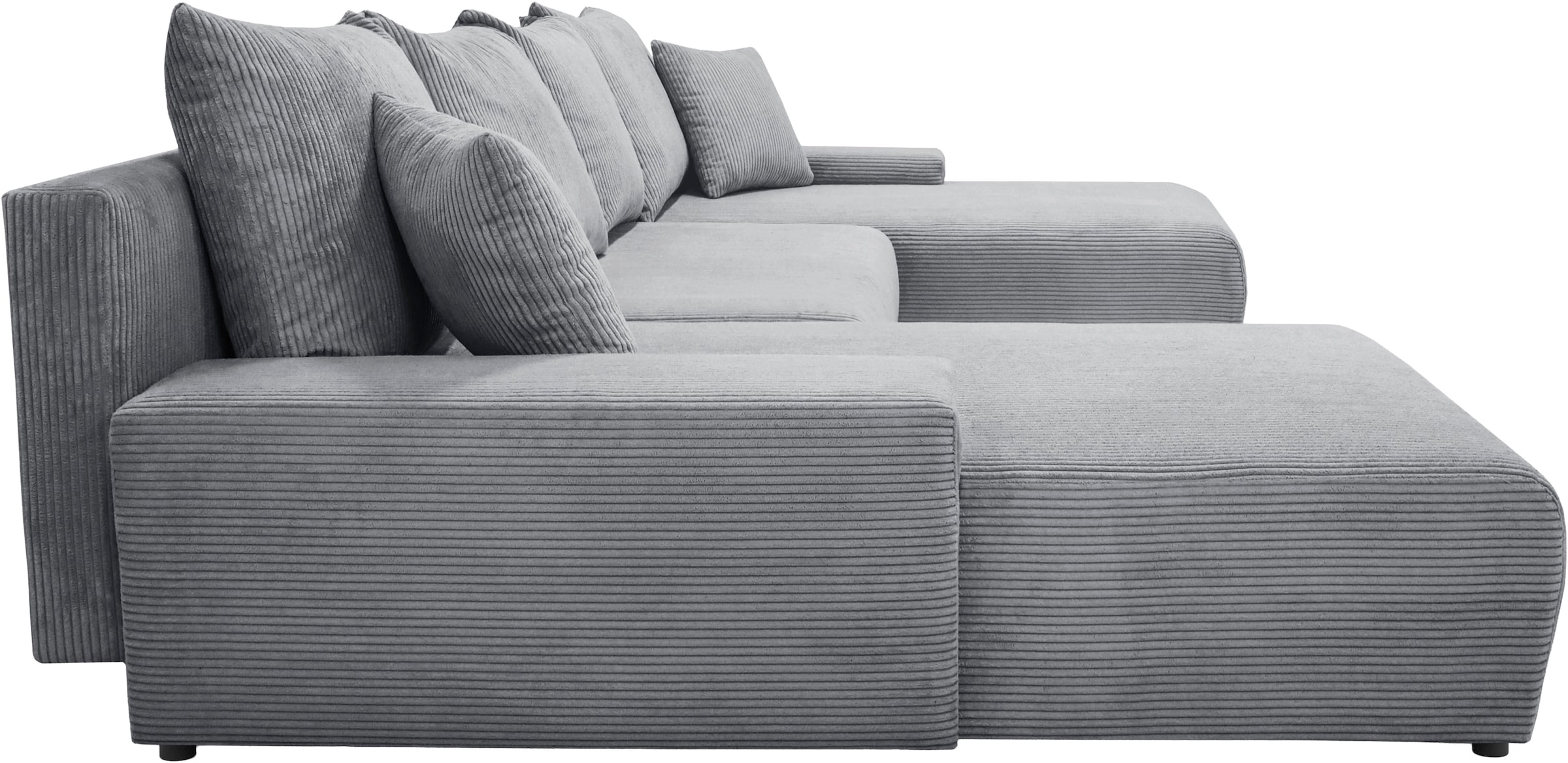 WERK2 Wohnlandschaft »Amalfi, B/T: 348/188 cm, in Cord mit Schlaffunktion & Bettkasten« modernes XXL Design, U-Form