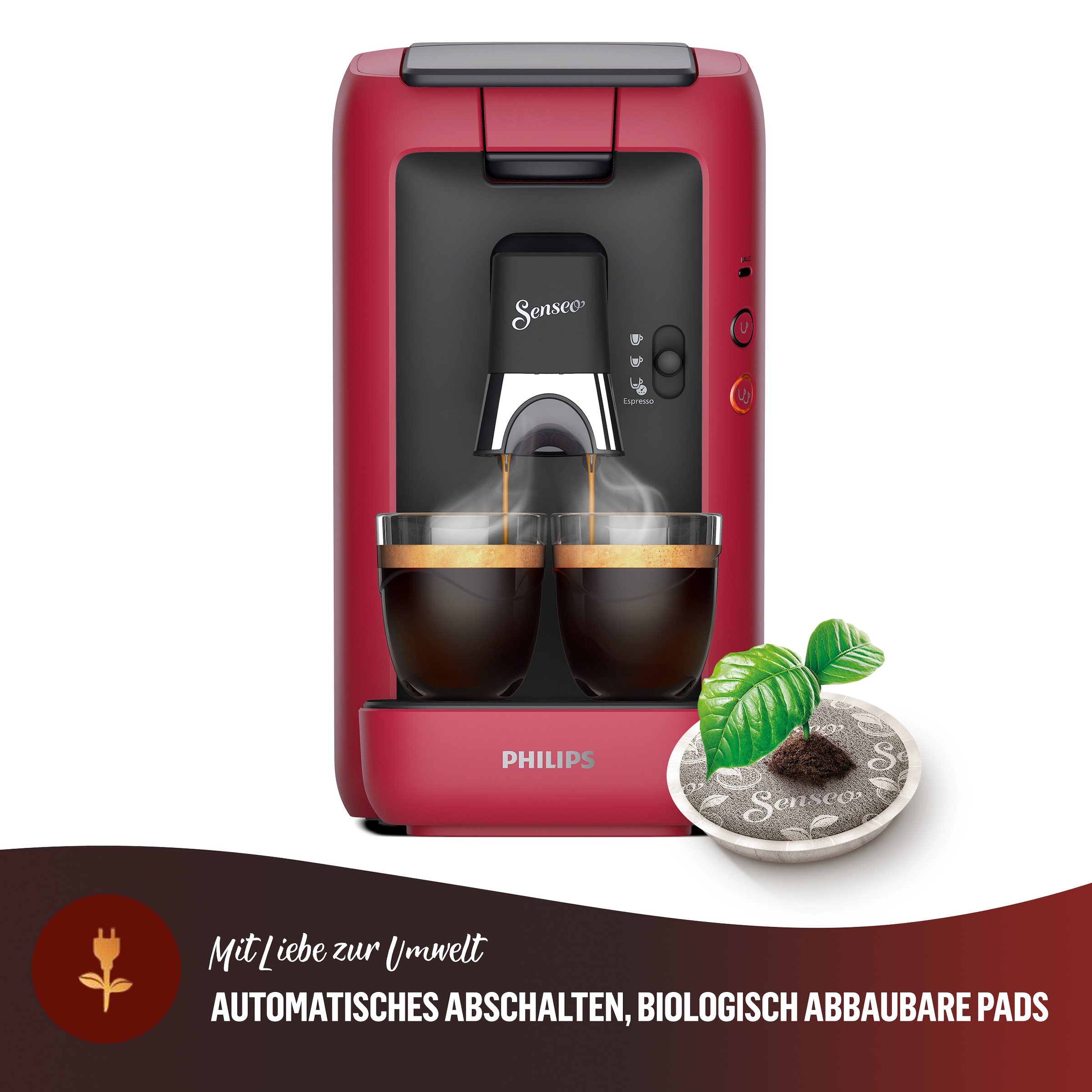 Philips Senseo Kaffeepadmaschine »Maestro CSA260/90, mit drei Kaffee-Einstellungen«, aus 80% rec. Plastik, Memo-Funktion, inkl. Gratis-Zugabe, Wert 14€ UVP