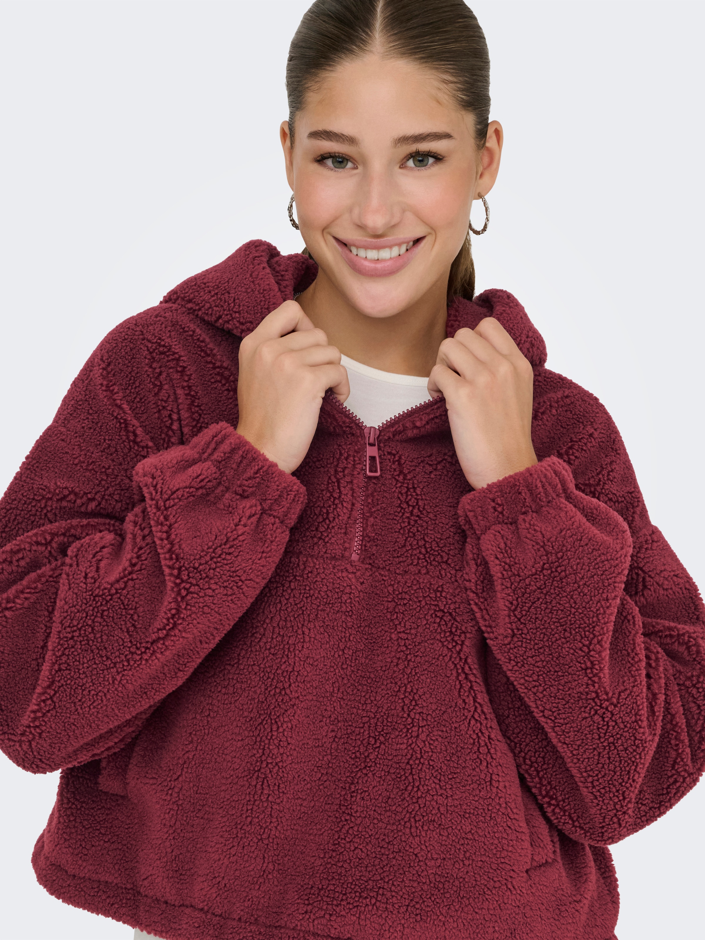 ONLY Fleecejacke »ONLSIENA TEDDY ANORAK LIFE CC OTW« mit Kapuze