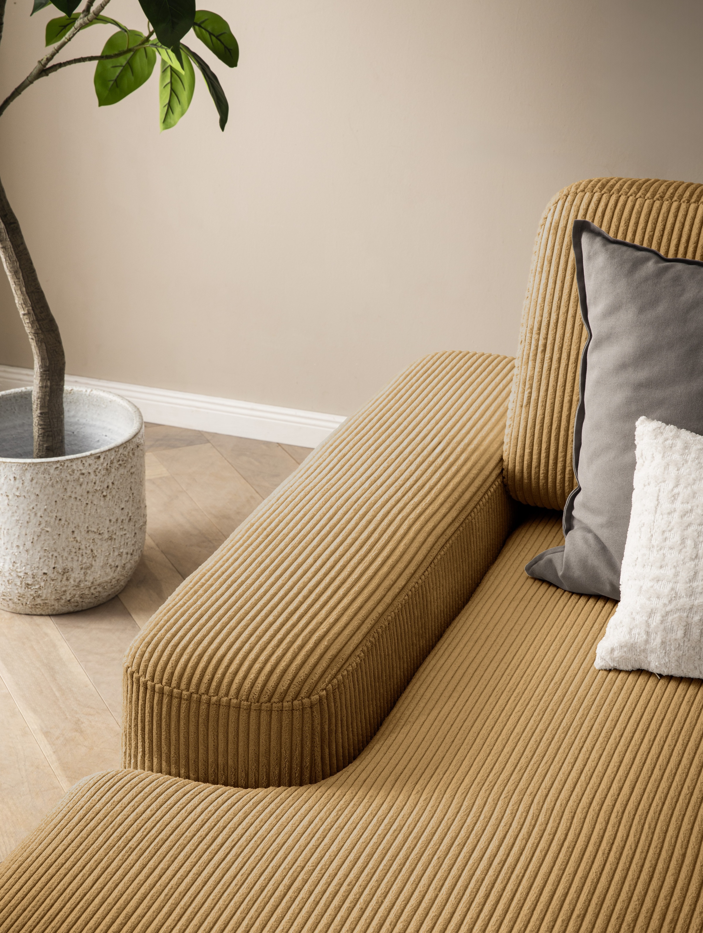 Home affaire Ecksofa »TORGE (264cm), Schlafsofa in Cord, Samtvelours o Struktur fein, L-Form« Schlaffunktion, Bettkasten, Liegefläche: 125/210 cm