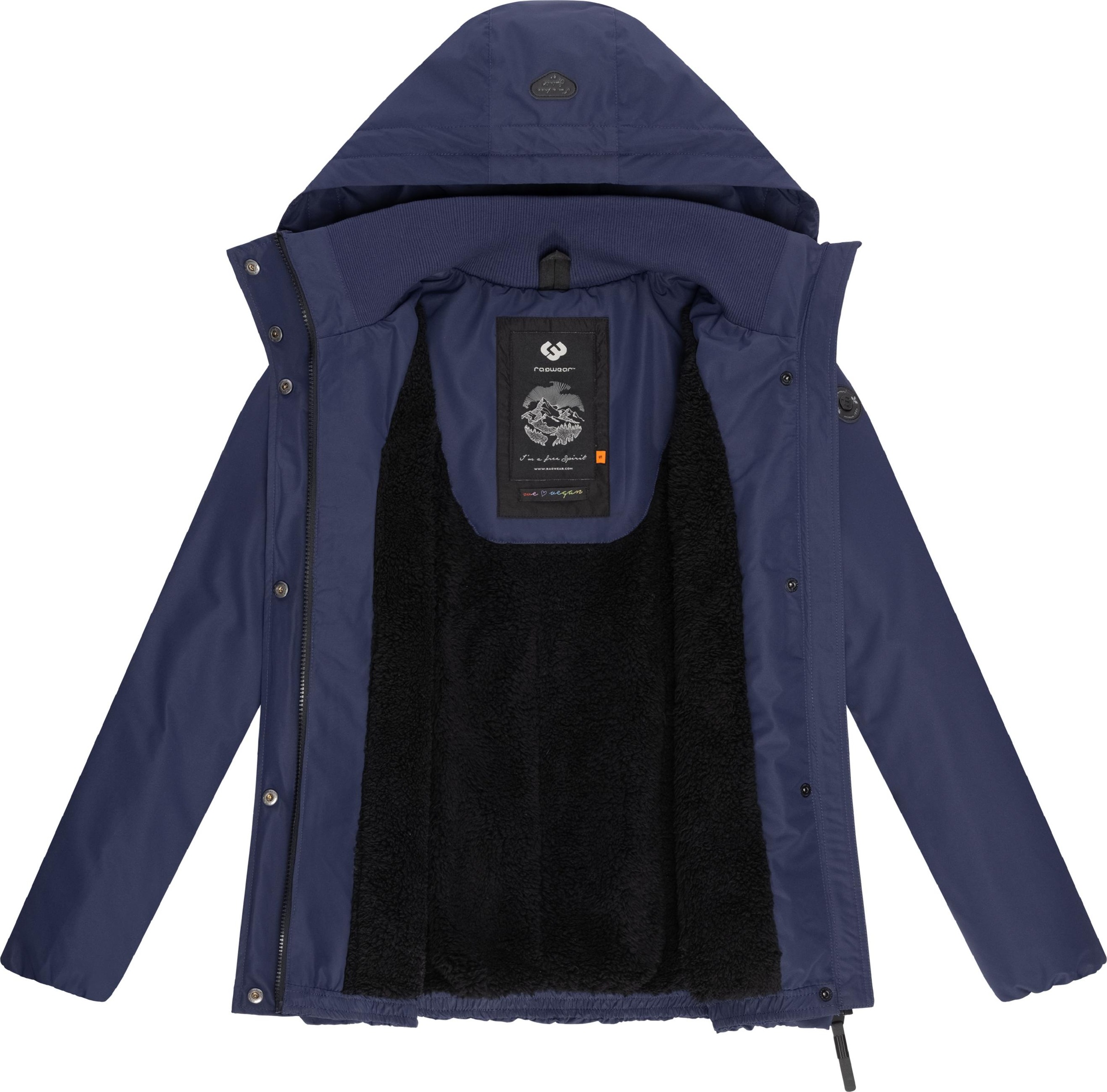 Ragwear Winterjacke »Winterjacke Sunniva«, mit Kapuze, wasserdichte Winter Damen Jacke mit Teddyfell-Innenfutter