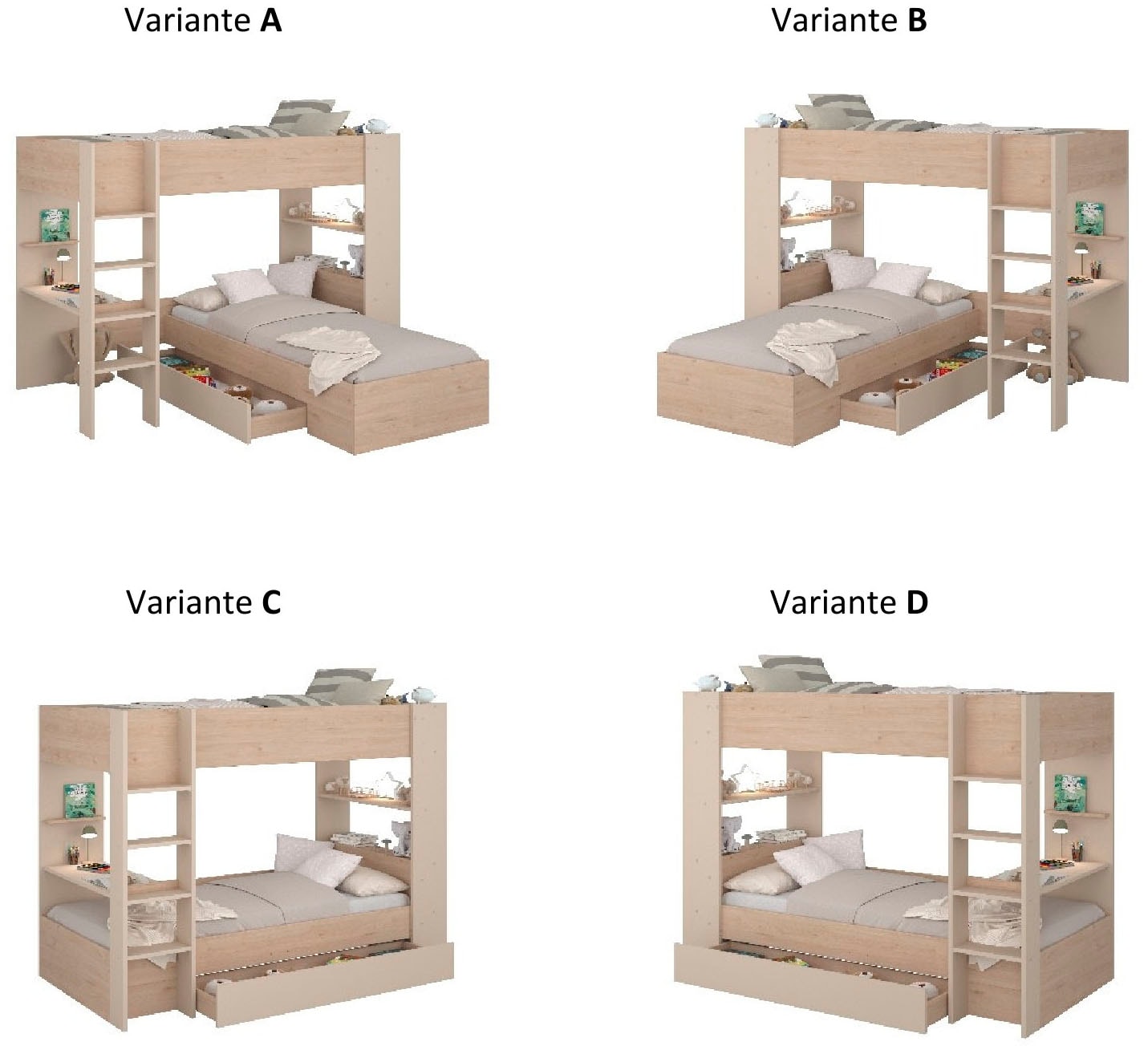 Parisot Etagenbett »Oasis 1« Set,  4 Stellvarianten möglich, incl. 2 x Matratzenauflagen