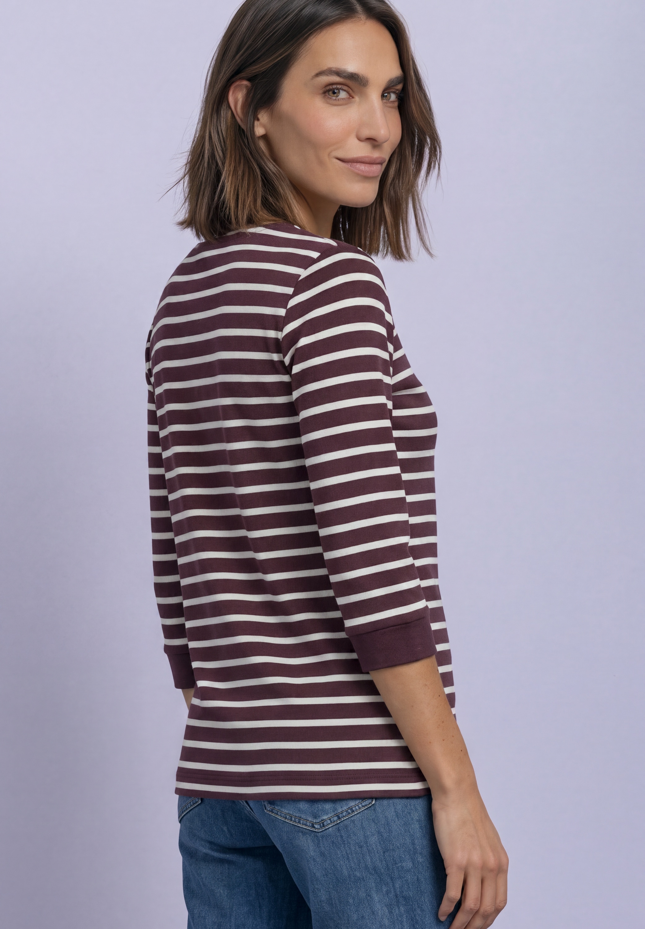 STREET ONE 3/4-Arm-Shirt mit Boat Neck und Streifen