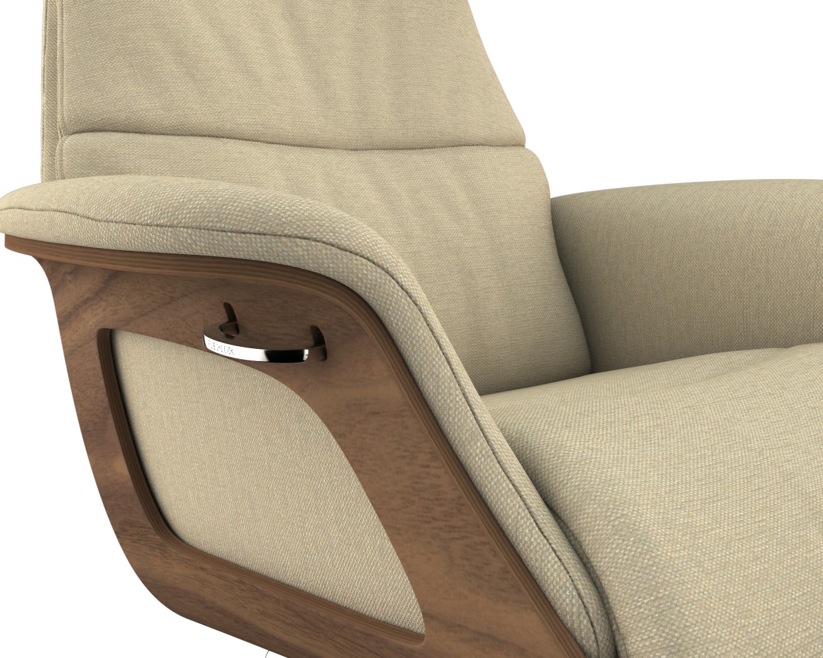 FLEXLUX Relaxsessel »Clement Relaxstuhl, Polstersessel, Liegesessel, TV-Sessel,«, Rücken- & Kopfteilverstellung, Drehbar, Armlehne Walnuss, Fuß Alu