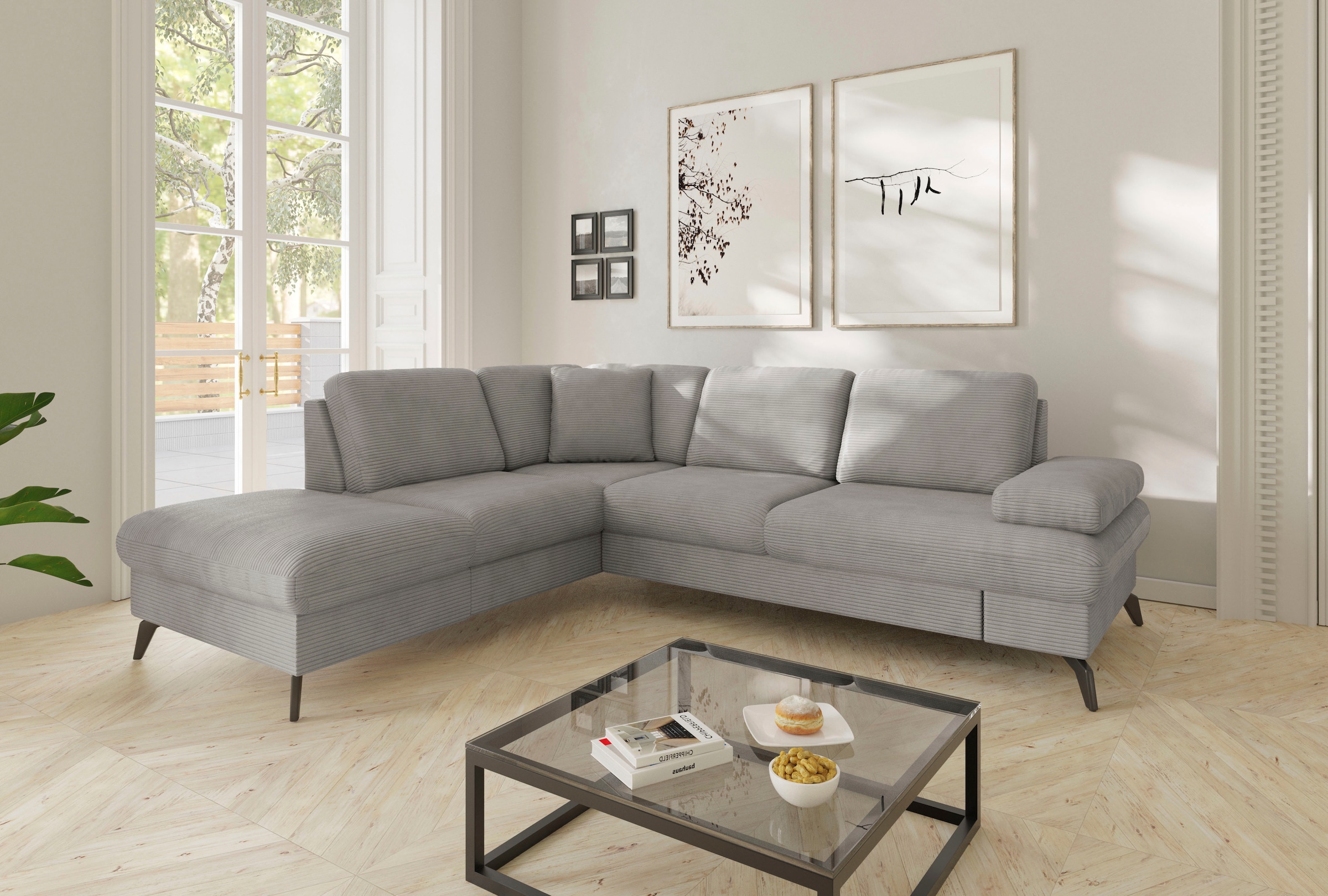 sit&more Ecksofa »Morris Jubi L-Form«, inkl. Armteilfunktion und 1 Zierkissen, wahlweise mit Bettfunktion