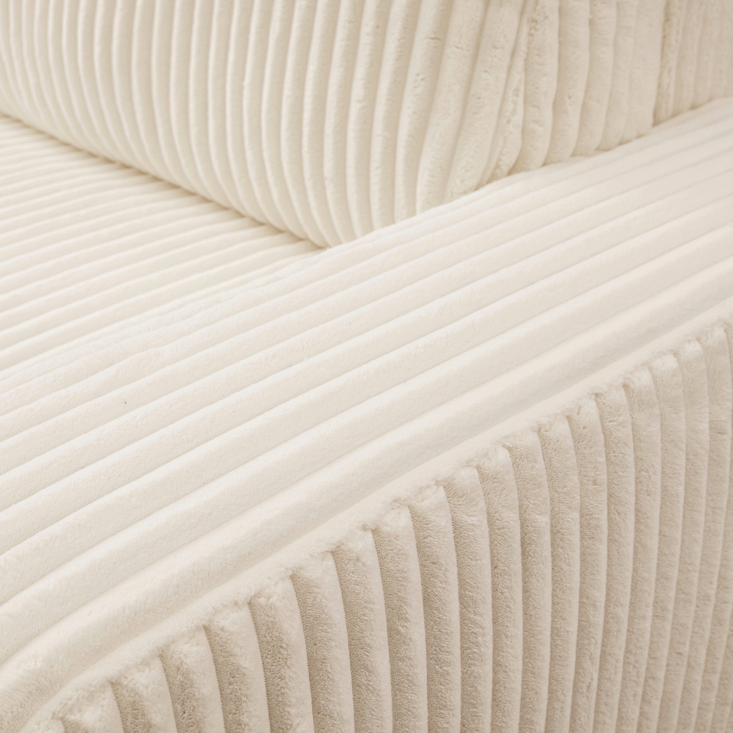WERK2 Ecksofa »Rotterdam-L, kuschelweicher Cord oder Breitcord, L-Form, Breite 267 cm«, Design Ecksofa mit Schlaffunktion & Bettkasten, Breitcord, Creme