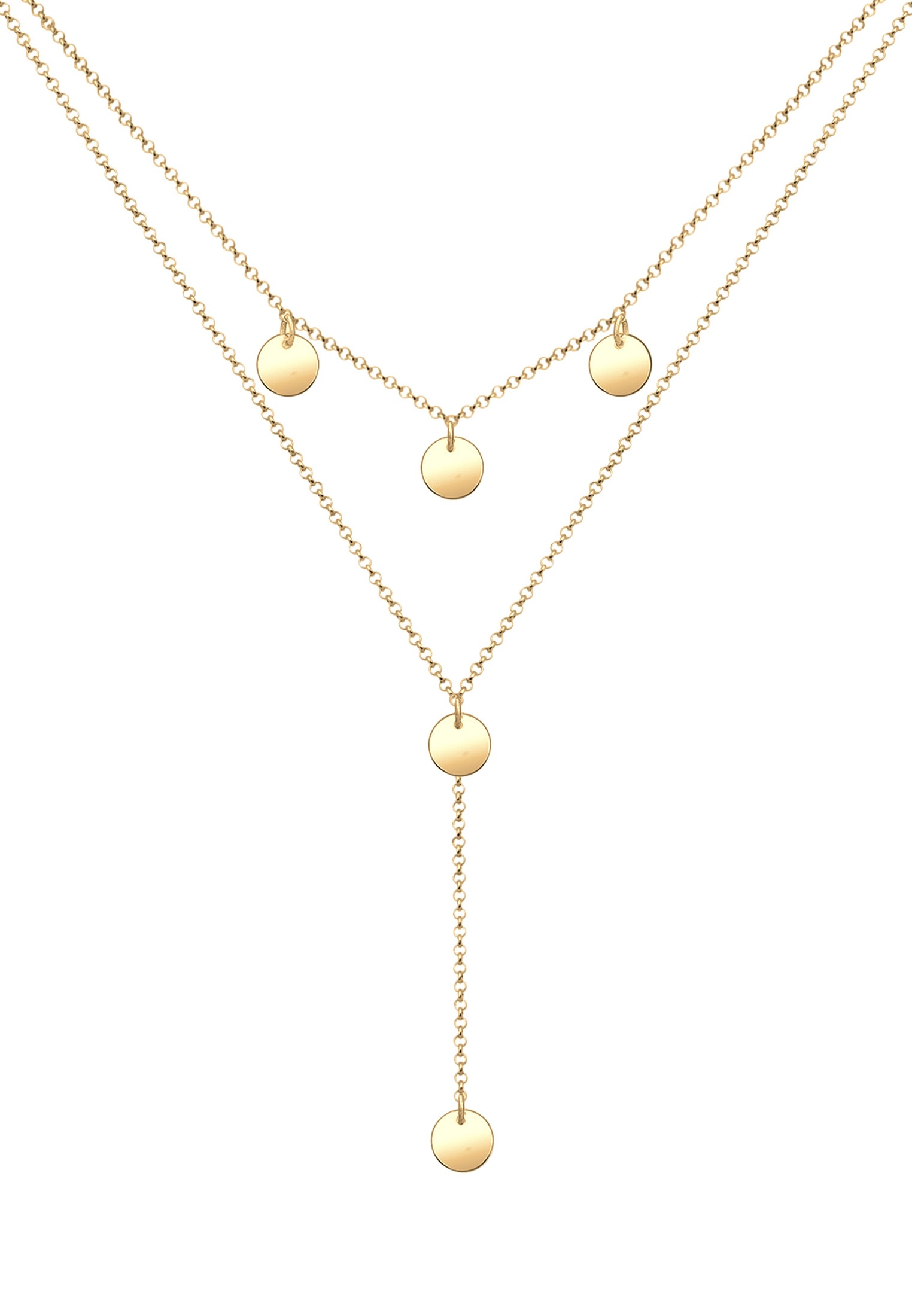 Elli Y-Kette »Halskette Y-Kette Geo Layer Kreis Plättchen 925 Silber«