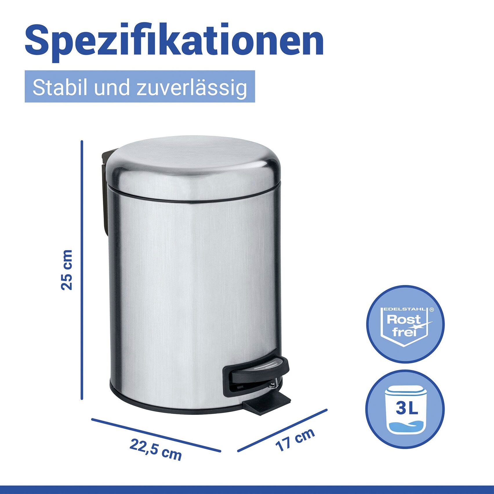 WENKO Kosmetikeimer »Leman« 3 Liter, BxTxH: 17x25x22,5 cm