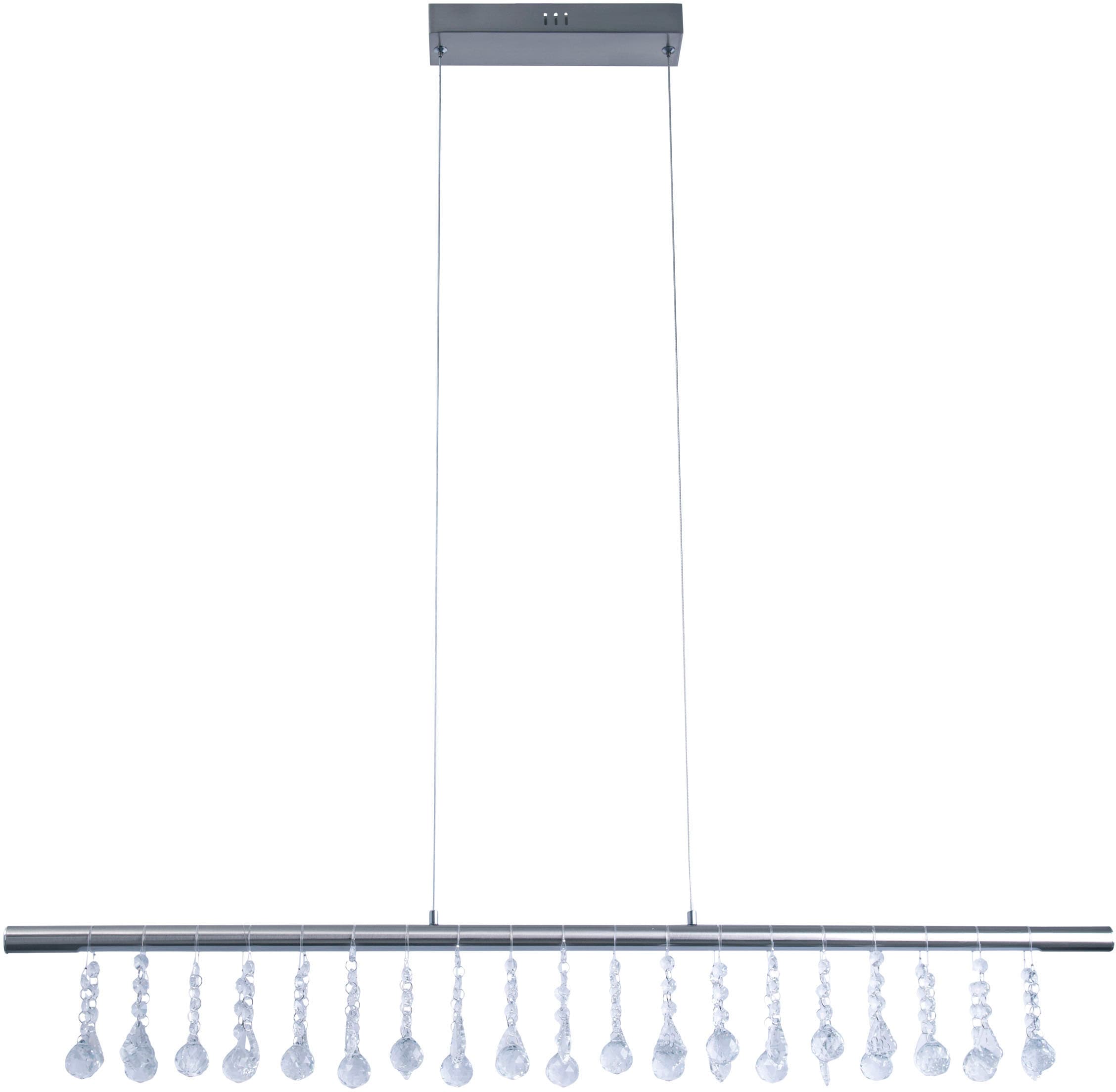 näve LED Pendelleuchte »Nobilis«, 1 flammig, Leuchtmittel LED-Modul | LED fest integriert, Hängeleuchte, dimmbar, warmweiß, L: 100cm, satin-nickel