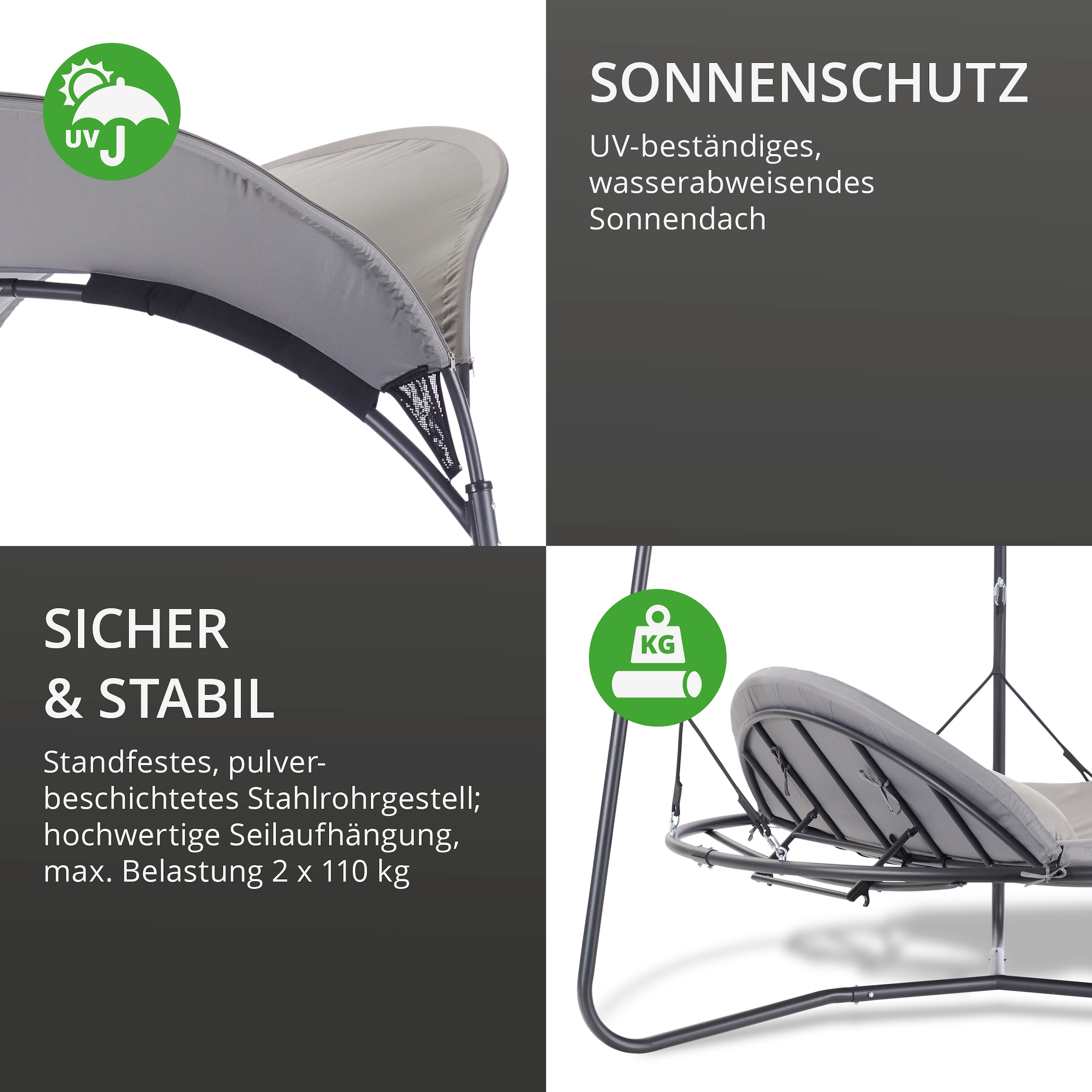 Leco Gartenliege »Luxusschaukelbett Mareike«, mit Polsterauflage und Kissen