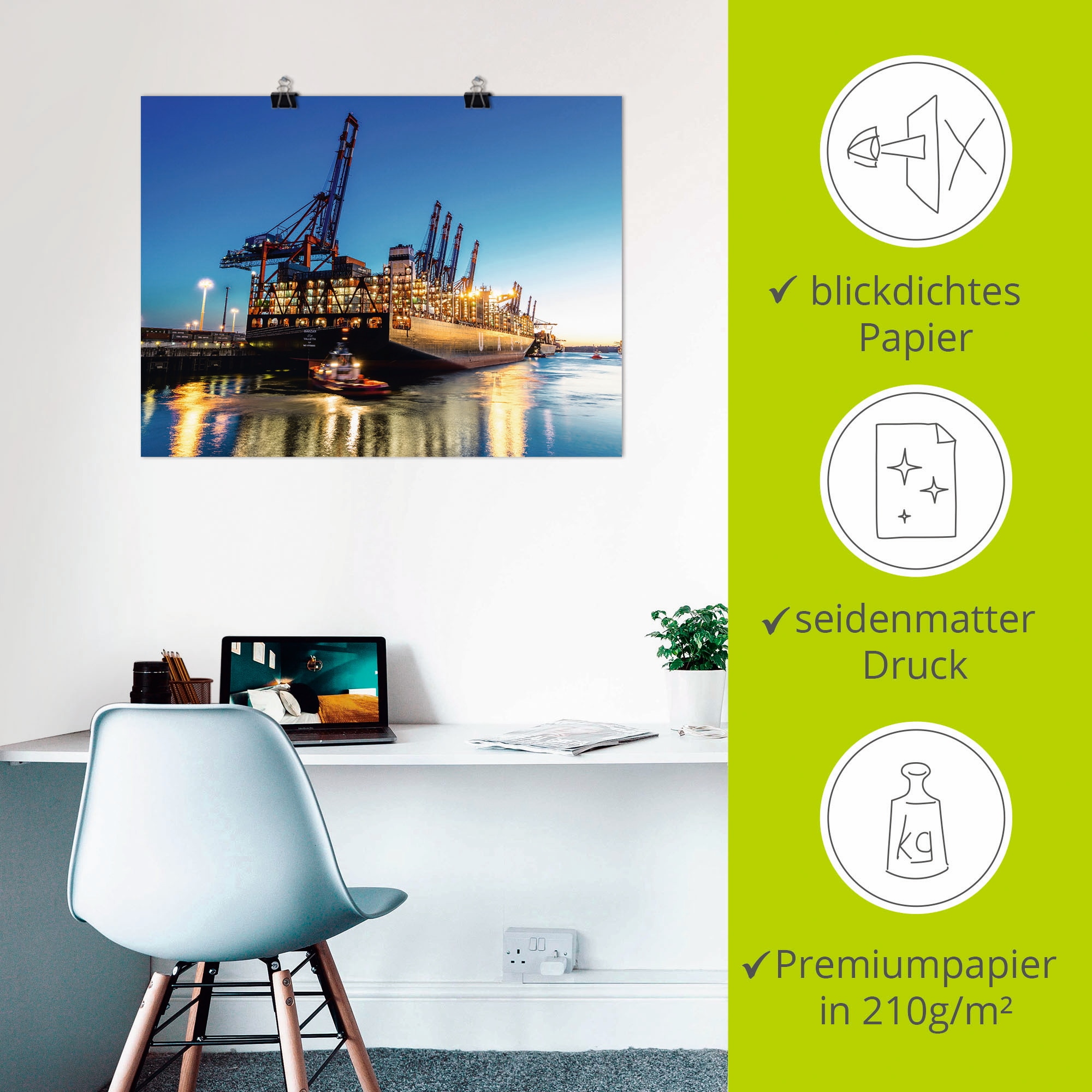Artland Wandbild »Hamburg Hafen«, Deutschland, (1 St.), als Leinwandbild, Poster in verschied. Größen