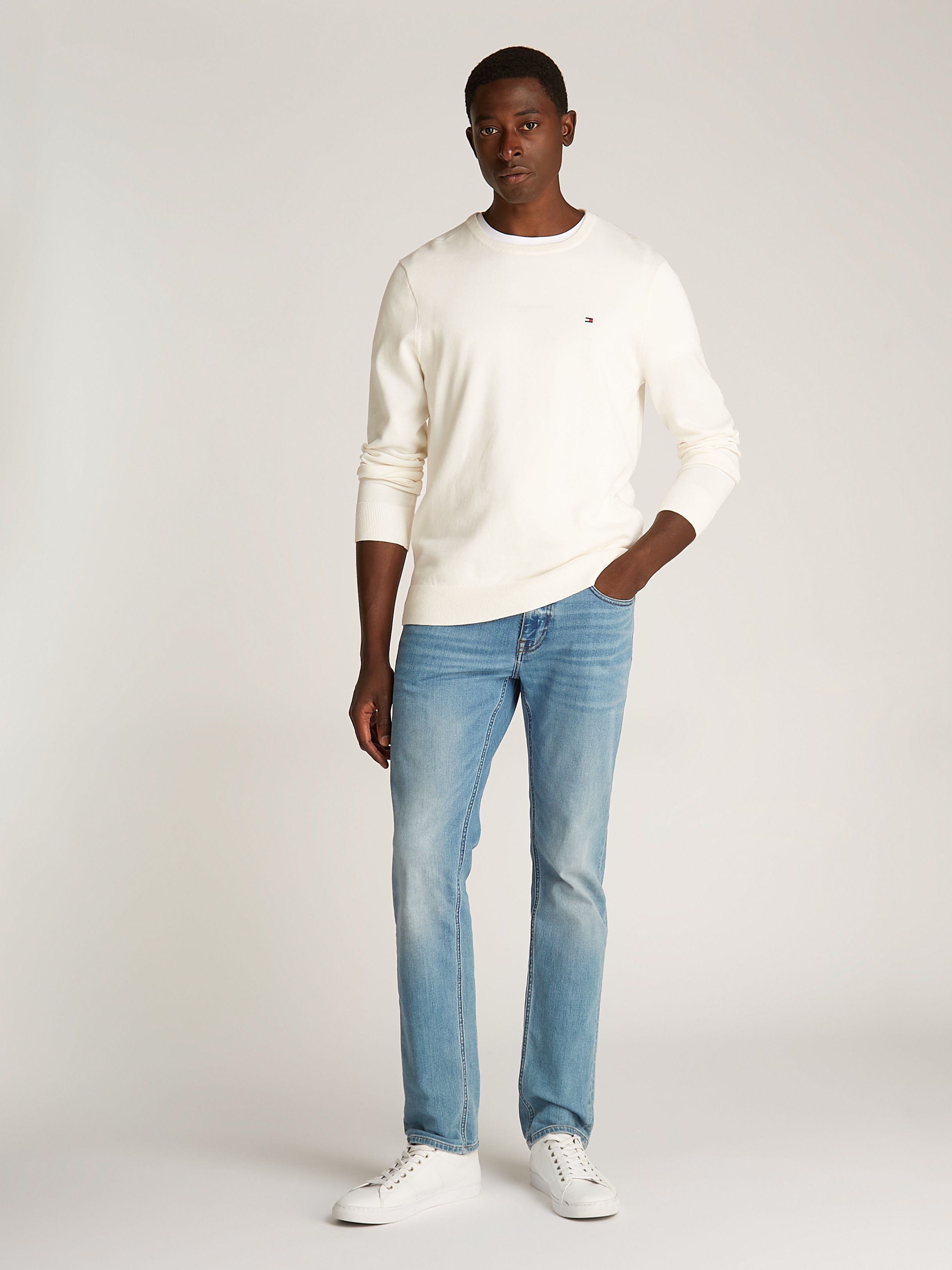 Tommy Hilfiger »ESSENTIAL COTTON CREW NECK« 100% Baumwolle Crewneck Regular Fit Premium Mode