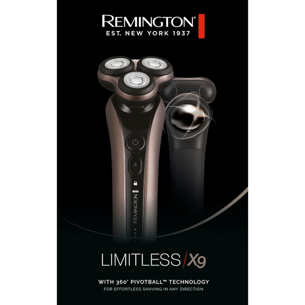 Remington Elektrorasierer »Limitless Rotationsrasierer X9 (XR1790)«, 1 St. Aufsätze, Nass-&Trockenrasur, 360° PivotBall Drehgelenk, akkubetrieben (60 min.)