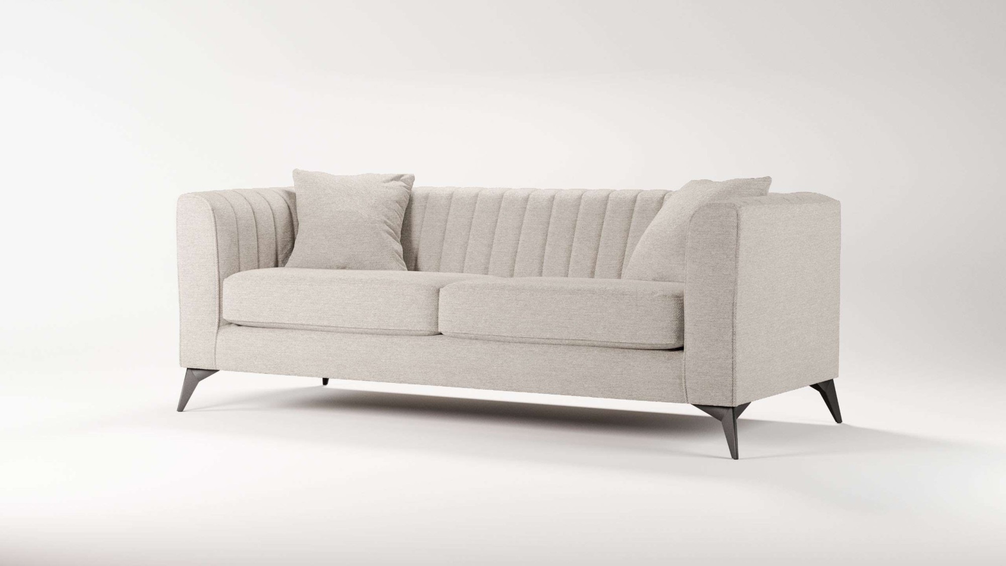 Places of Style 3-Sitzer »MATTHEW elegantes Designsofa, Maße B/T/H: 201/86/74 cm«, feine Steppung im Rückenbereich, lose Sitzkissen, incl. Zierkissen