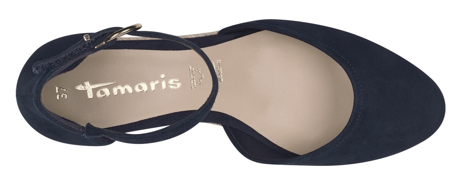 Tamaris Keilpumps, Keilabsatz, Schlupfschuh, Riemchensandale mit modischem Jute-Besatz