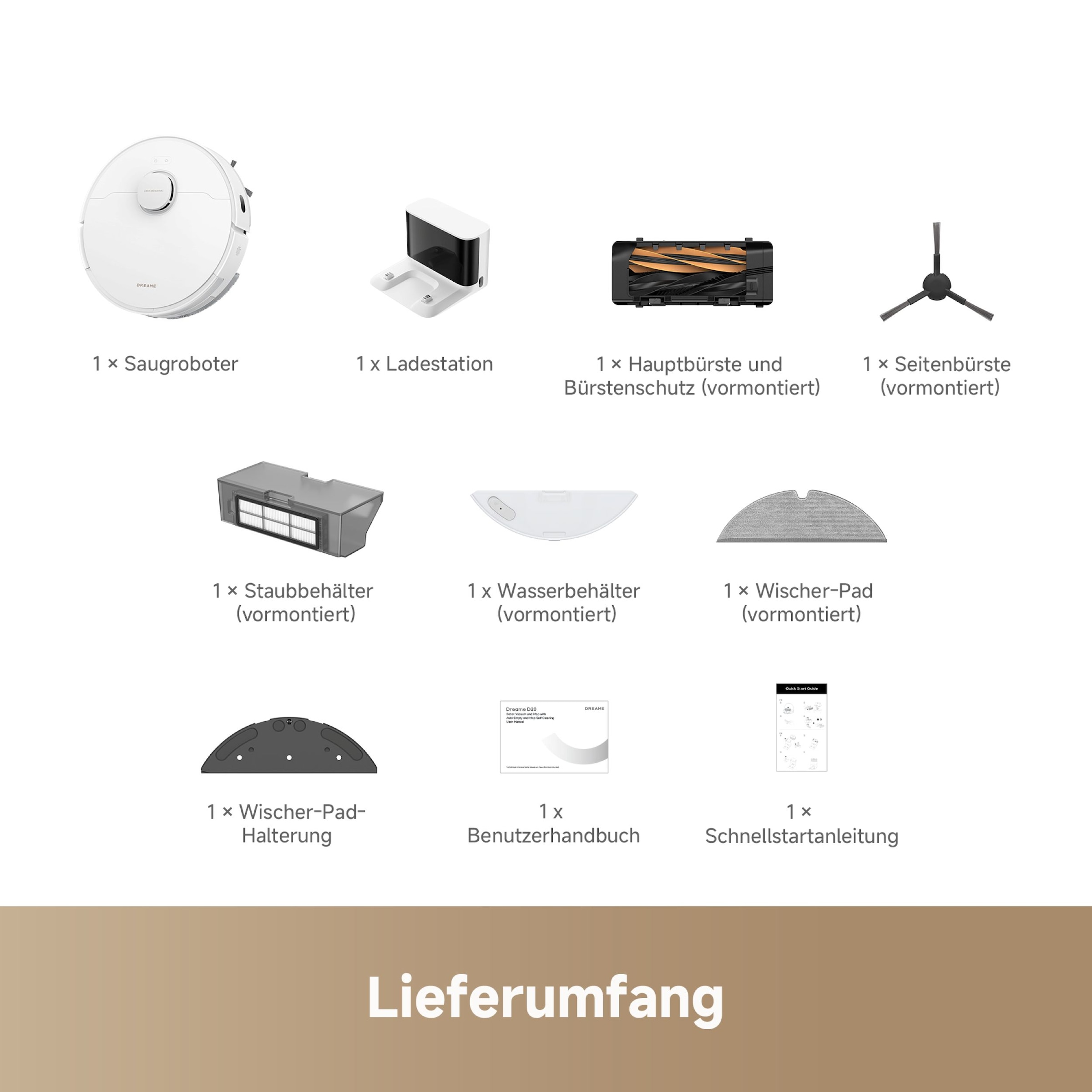 Dreame Nass-Trocken-Saugroboter »D20 White« 13.000 Pa, Haarentwirrung, Wischfunktion