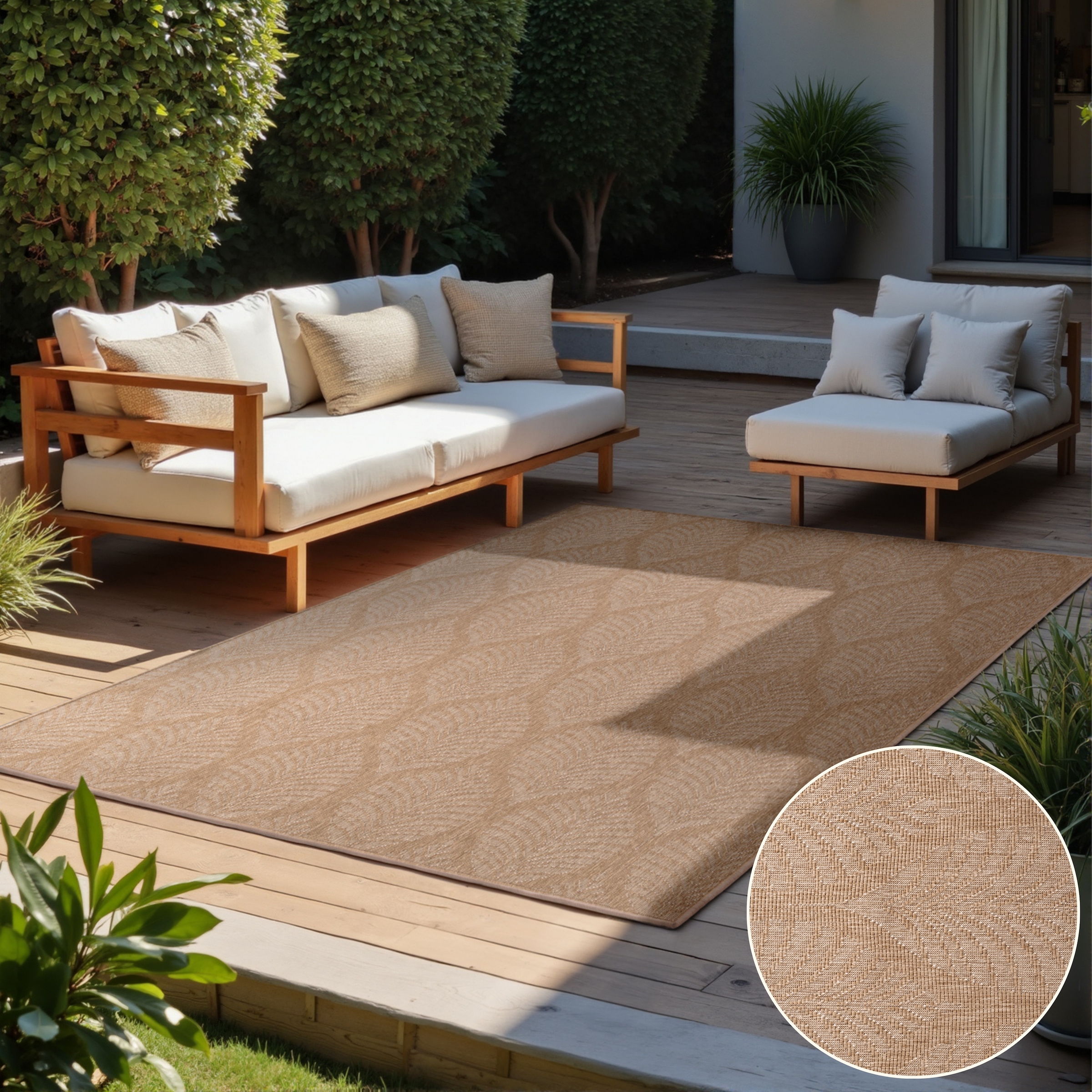 THE RUGS Liora Reversible Rug – Indoor Outdoor Trellis Flat Woven Low Pile in Beige | Size: 120cm x 170cm